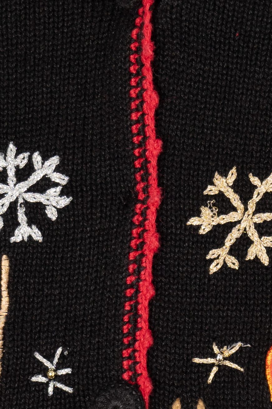 Vintage Black Nutcracker Snowmen Ugly Christmas Vest (1990s)