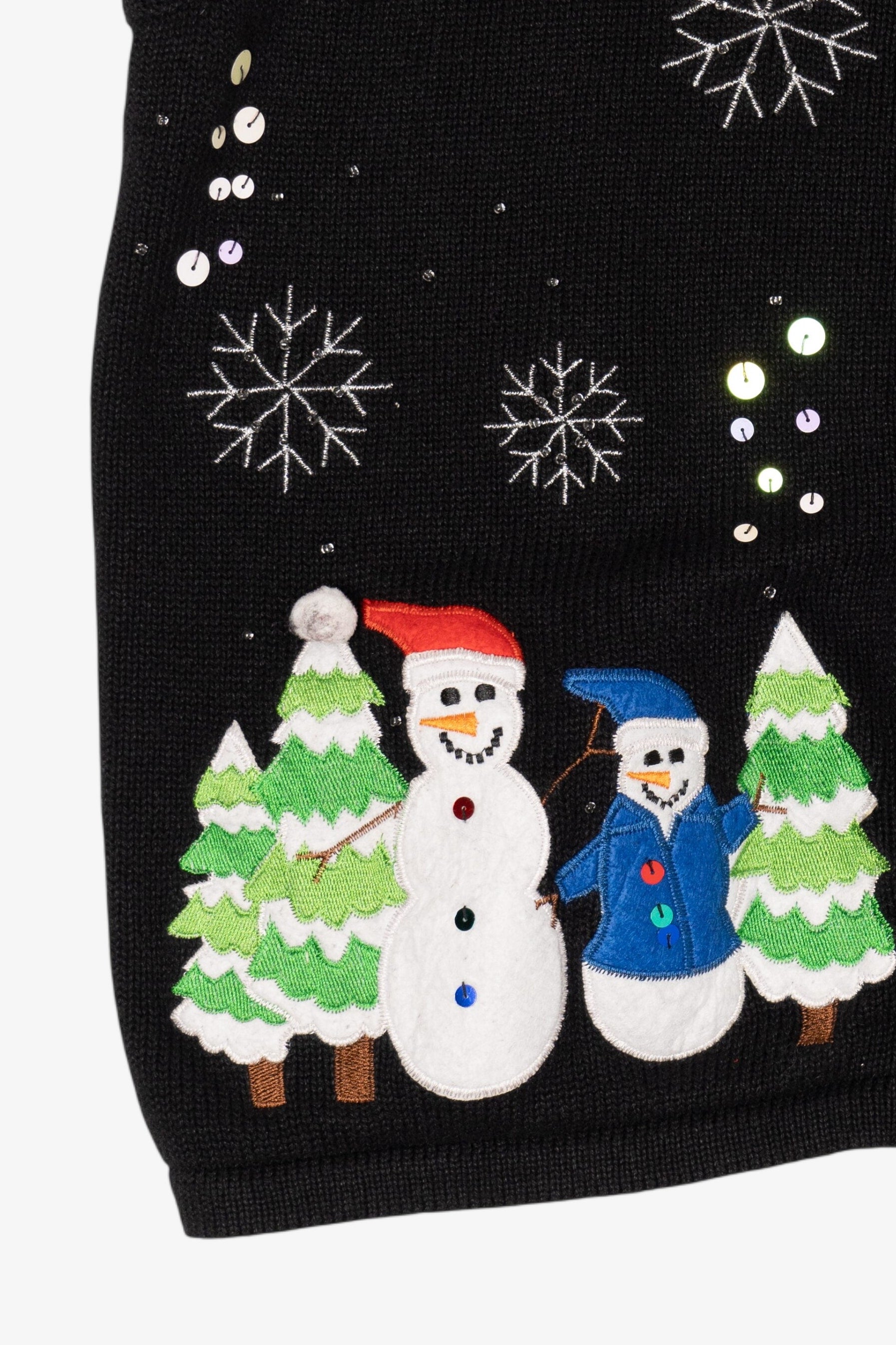 Vintage Black Kim Rogers Snowmen Ugly Christmas Vest (1990s)