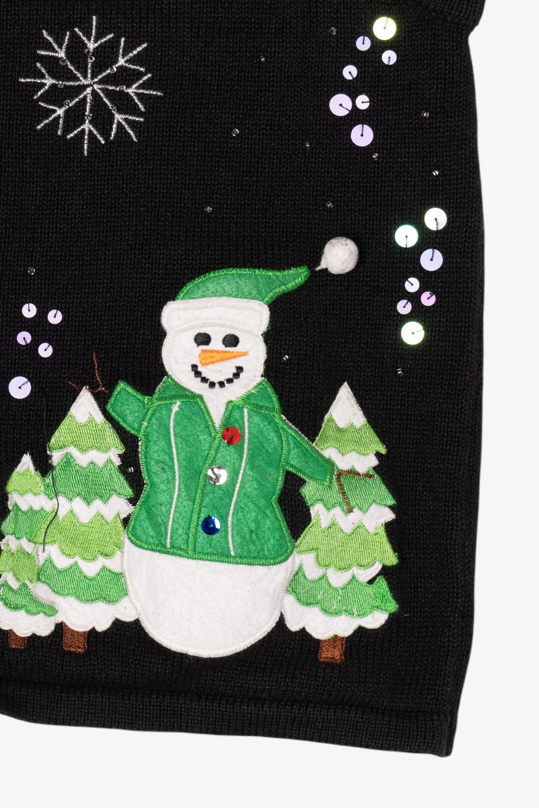 Vintage Black Kim Rogers Snowmen Ugly Christmas Vest (1990s)