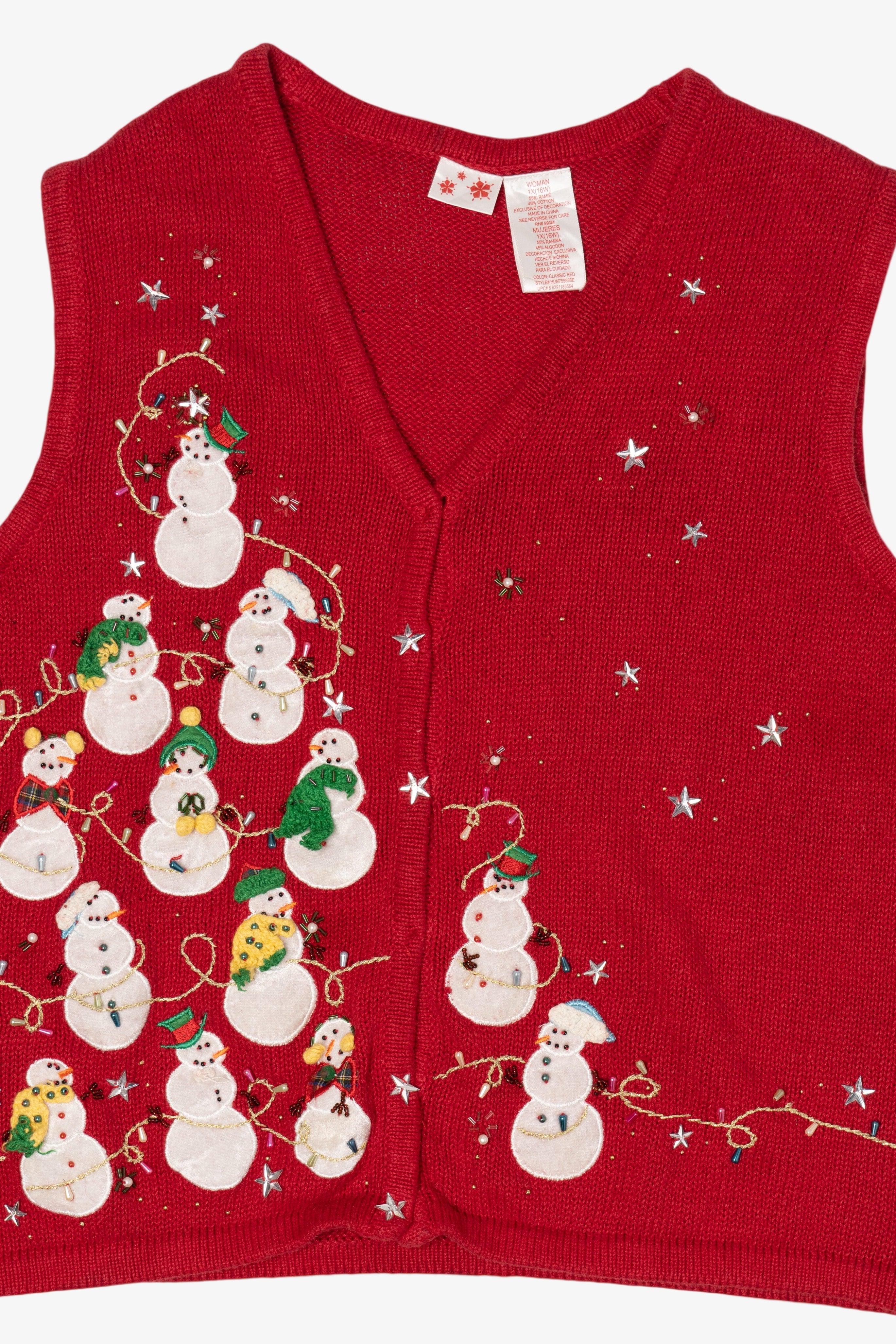 Vintage Red Snowmen Ugly Christmas Vest (2000s)