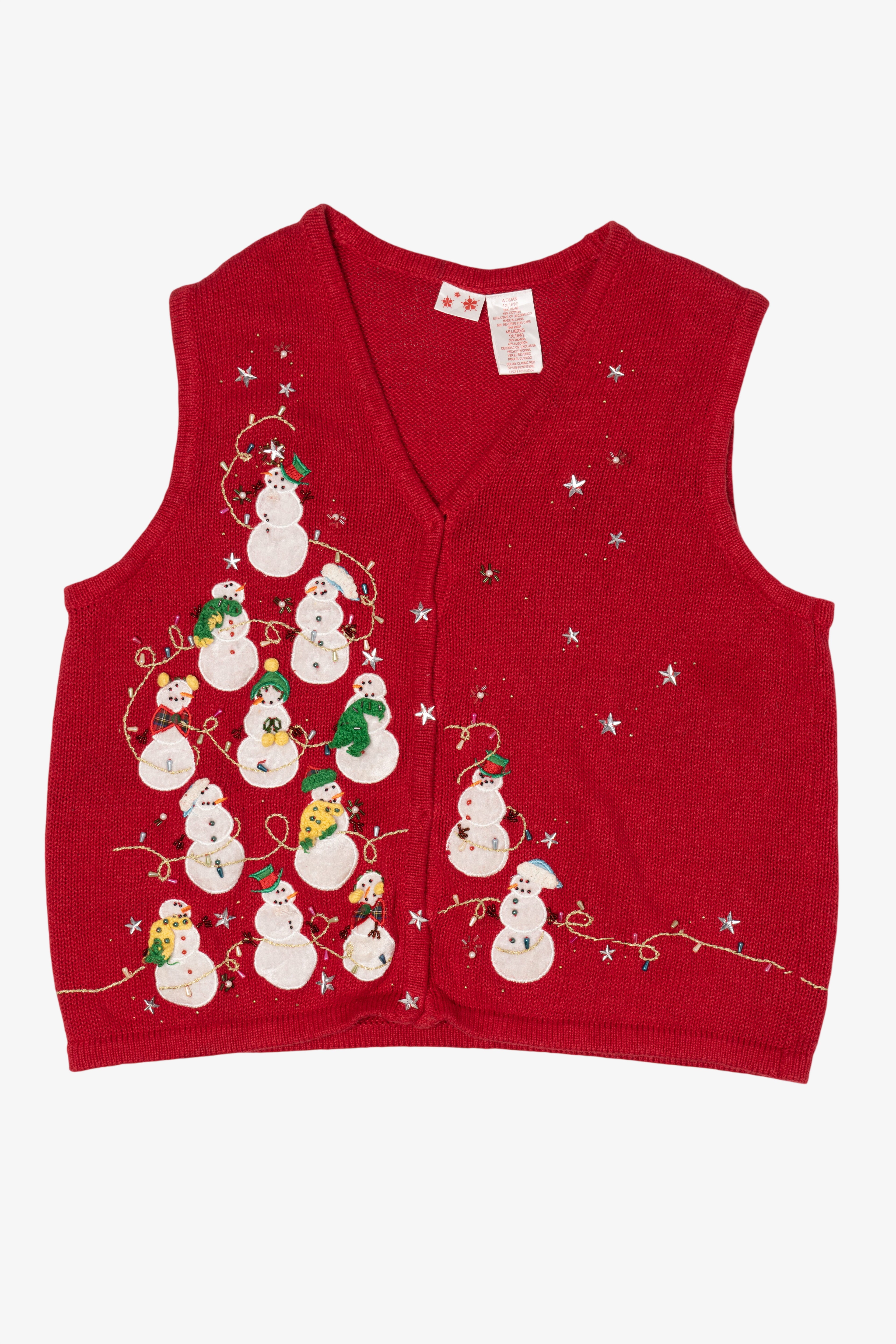 Vintage Red Snowmen Ugly Christmas Vest (2000s)