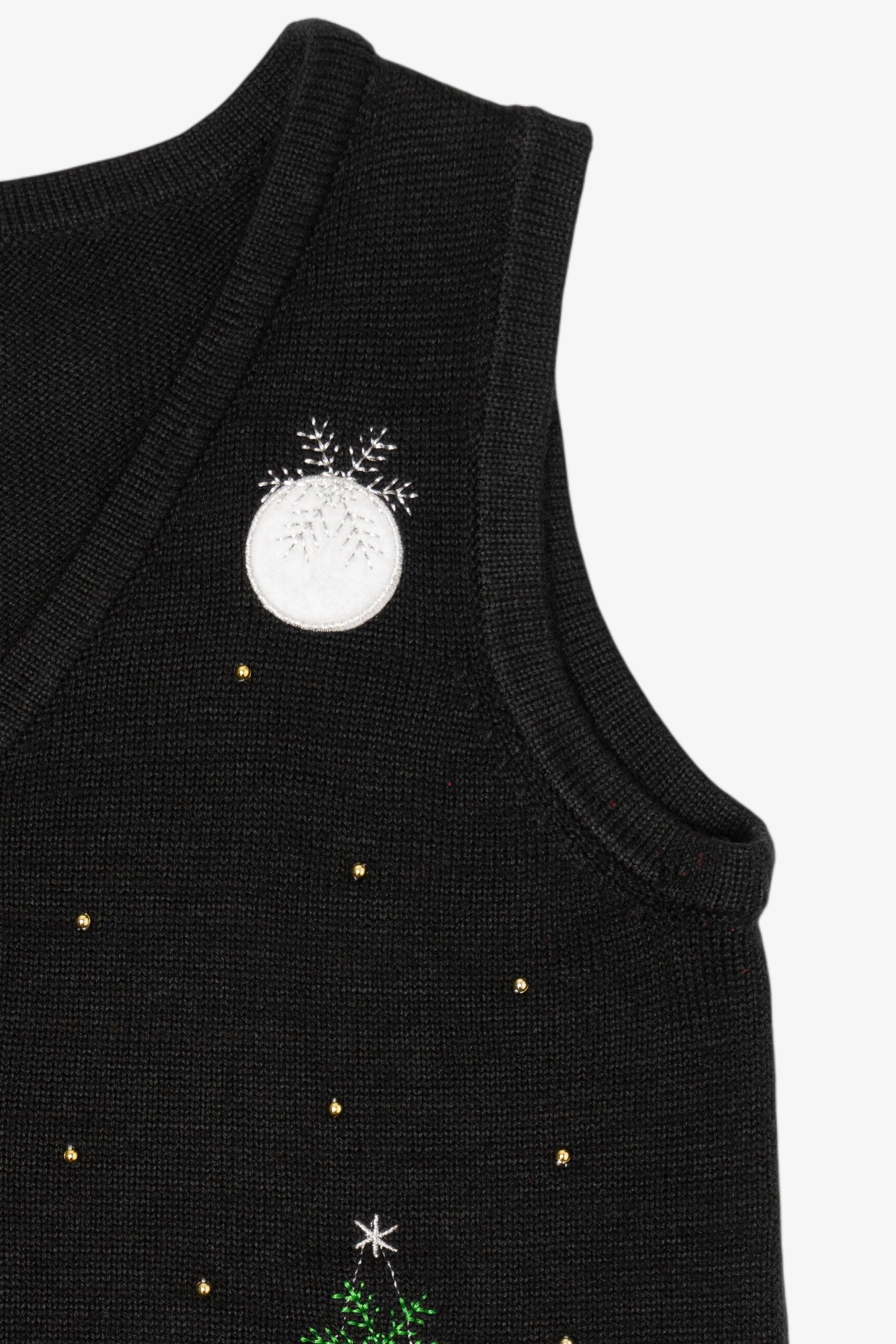 Vintage Black Reindeer Ugly Christmas Vest (2000s)