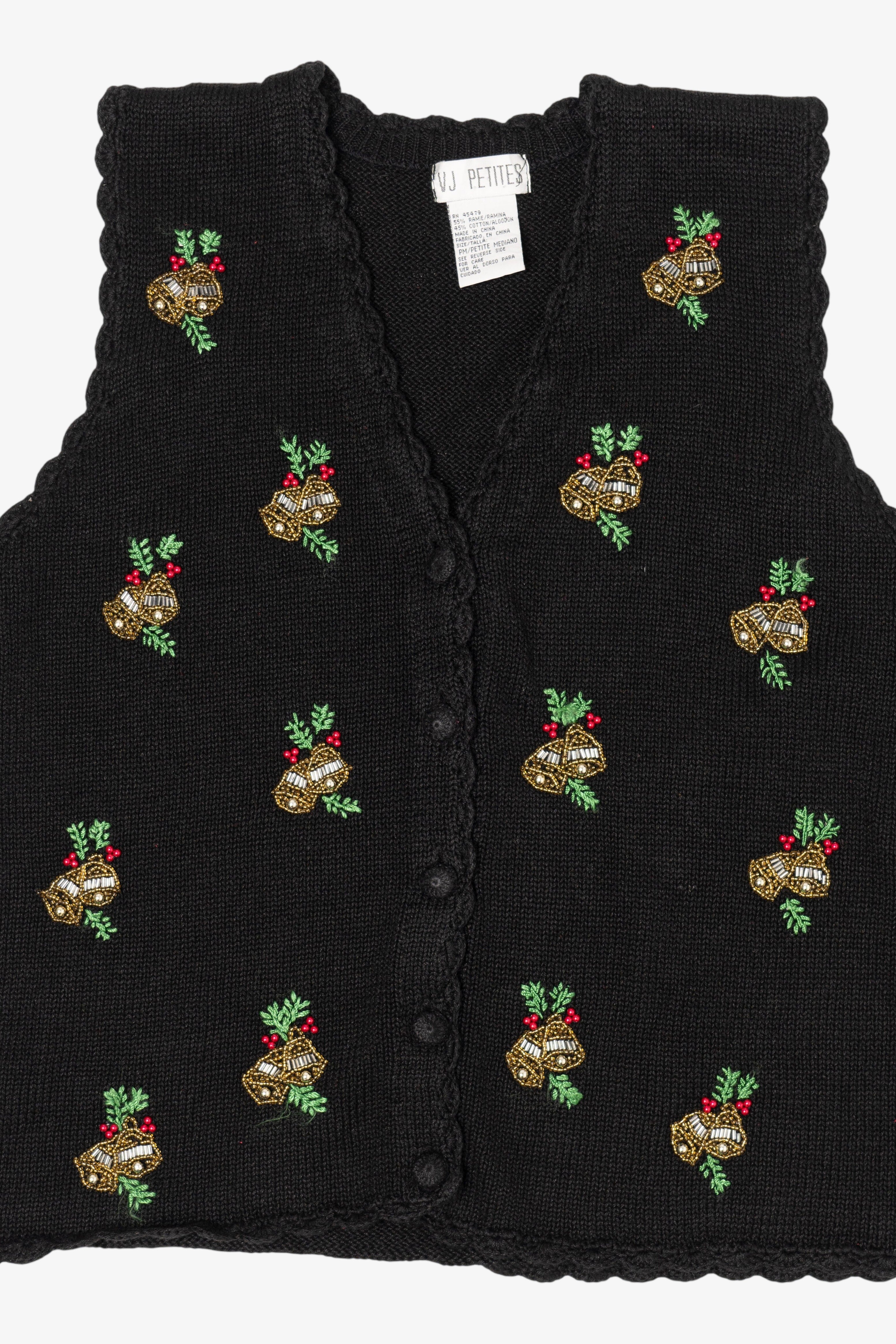 Vintage Black VJ Petites Bells Ugly Christmas Vest (1990s)