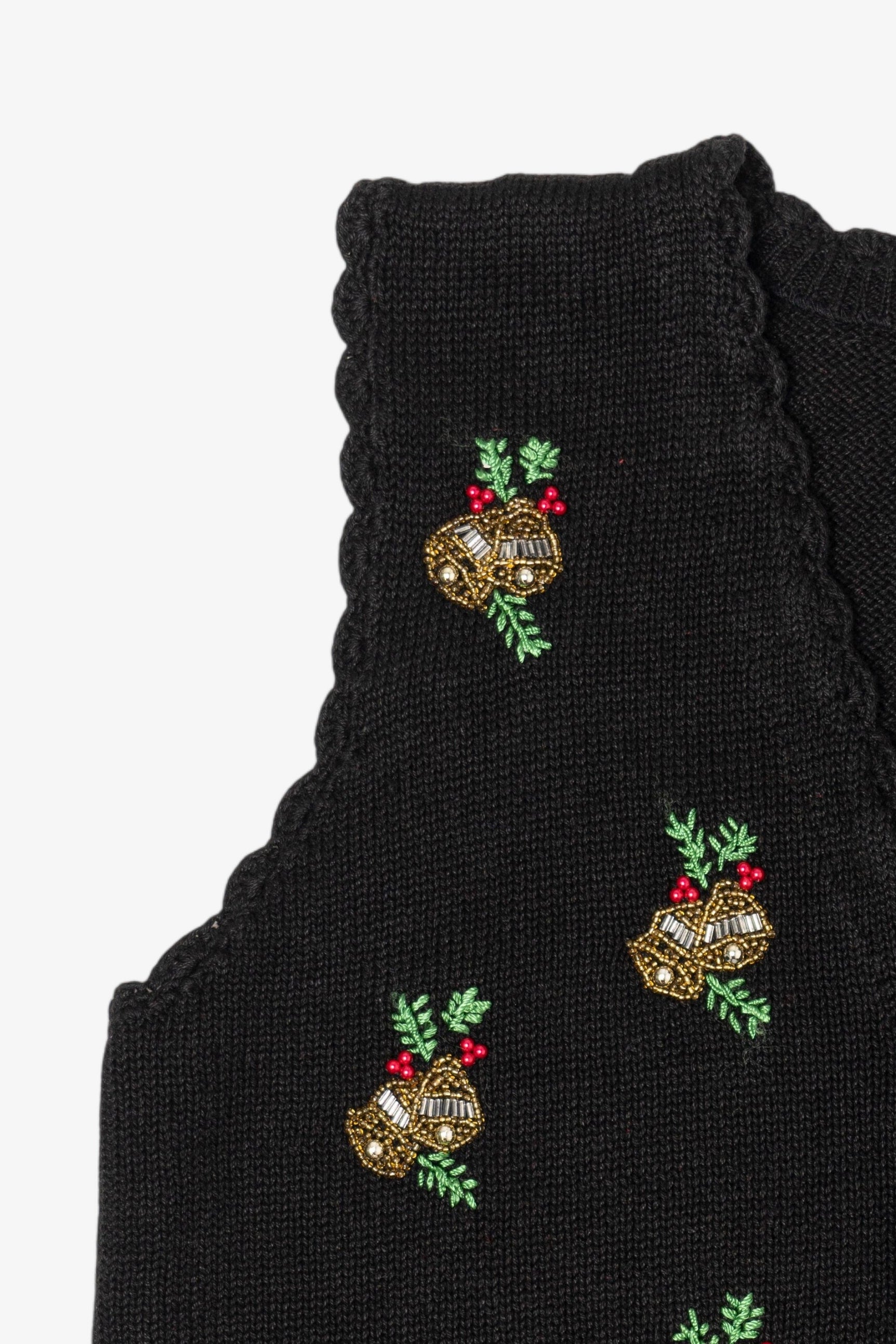 Vintage Black VJ Petites Bells Ugly Christmas Vest (1990s)