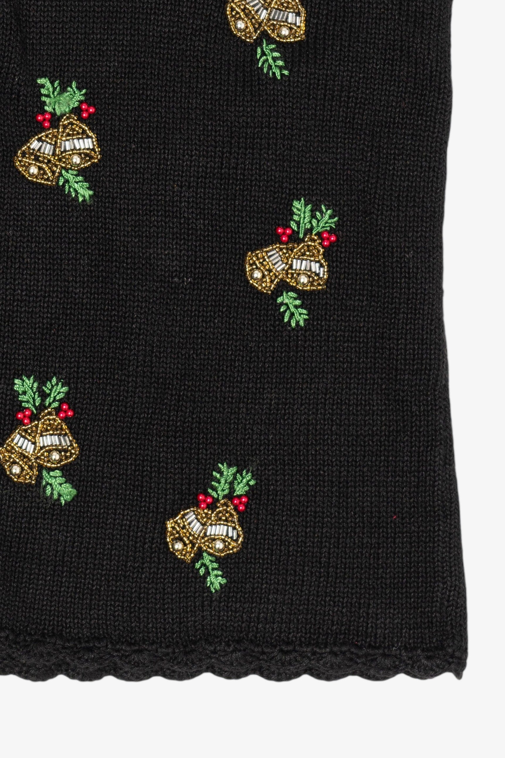 Vintage Black VJ Petites Bells Ugly Christmas Vest (1990s)