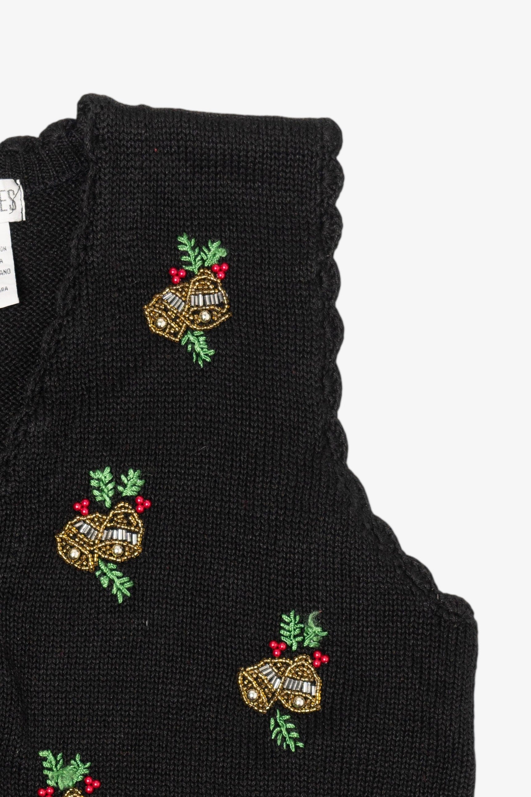 Vintage Black VJ Petites Bells Ugly Christmas Vest (1990s)