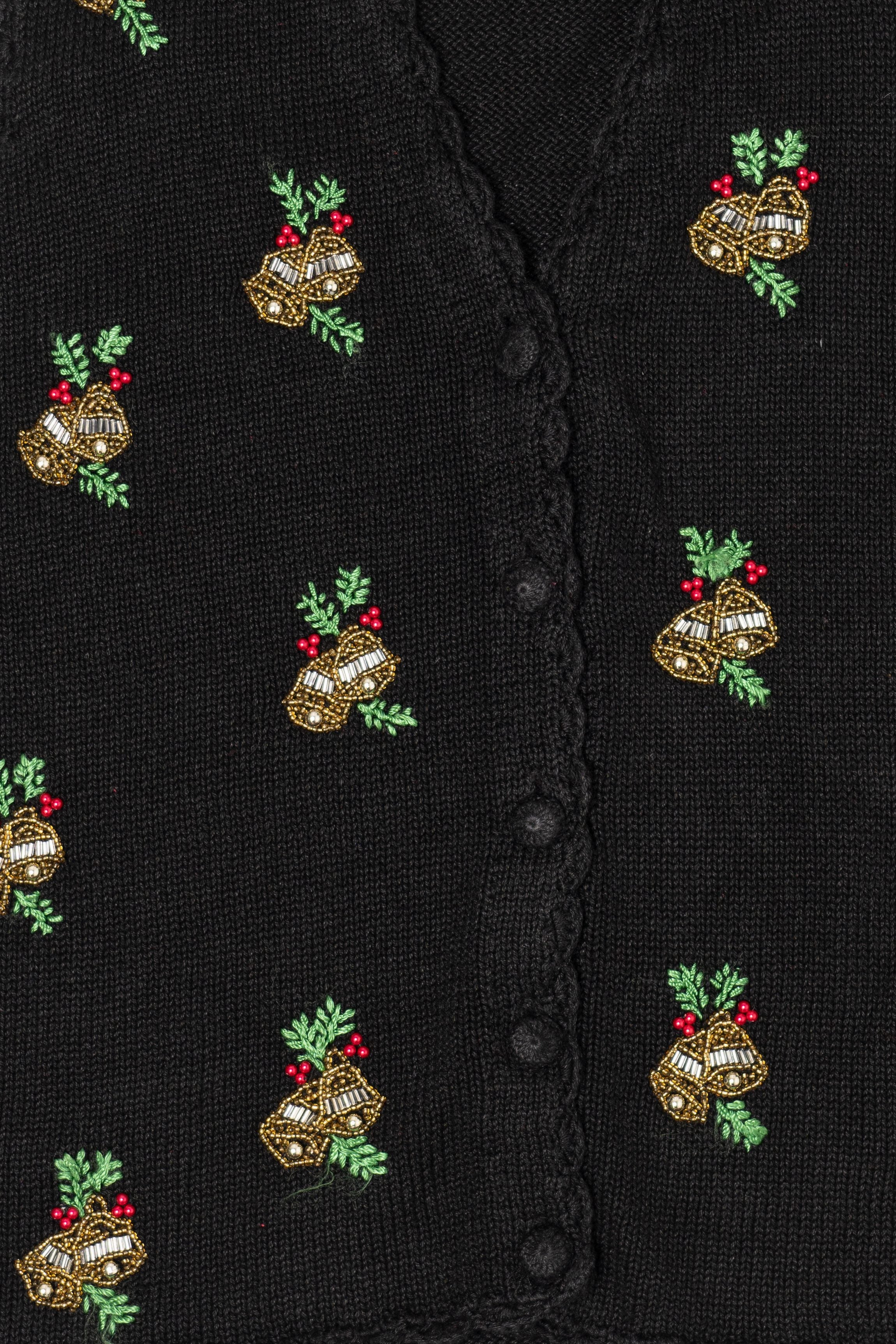 Vintage Black VJ Petites Bells Ugly Christmas Vest (1990s)