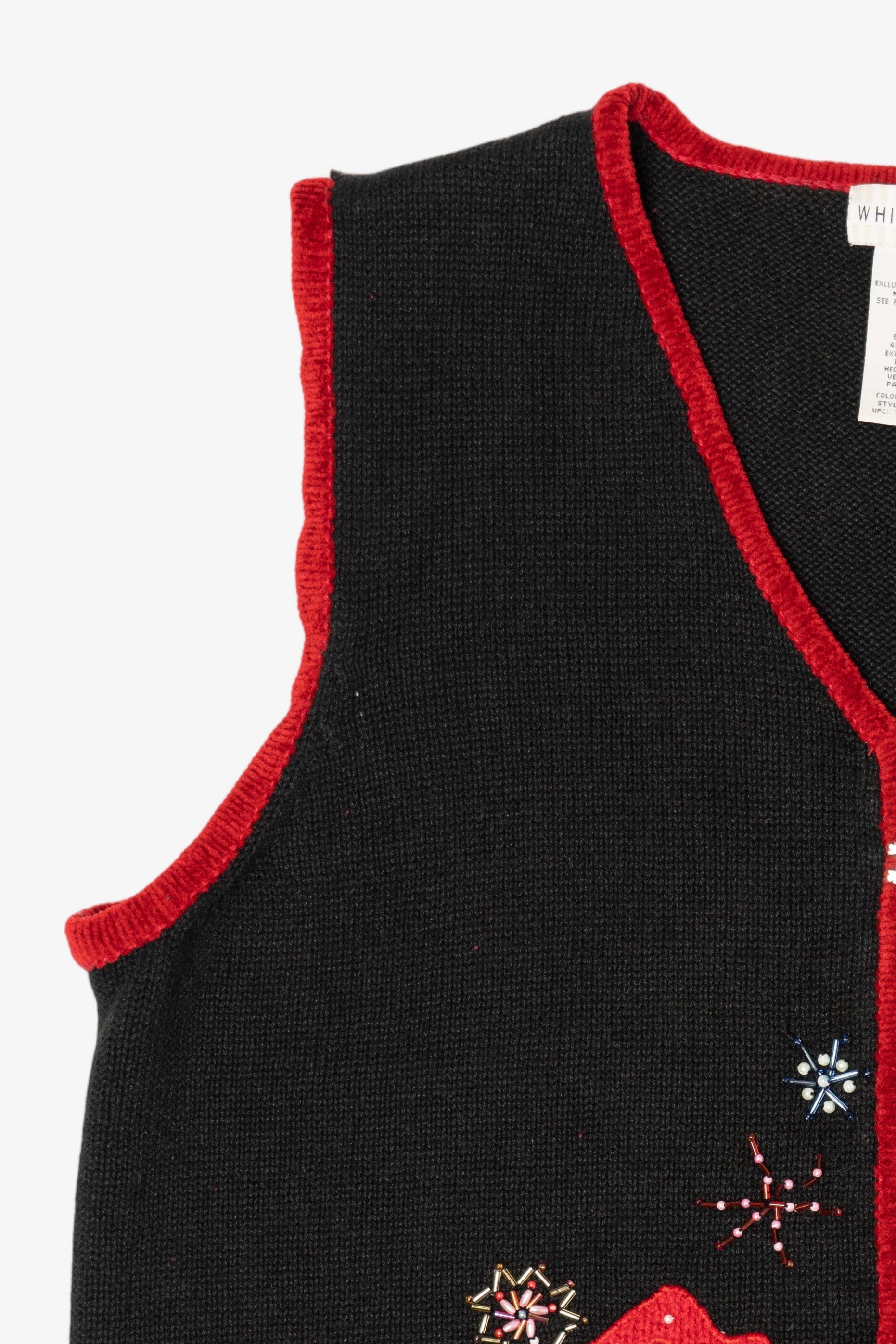 Vintage Black White Stag Snowmen Ugly Christmas Vest (1990s)