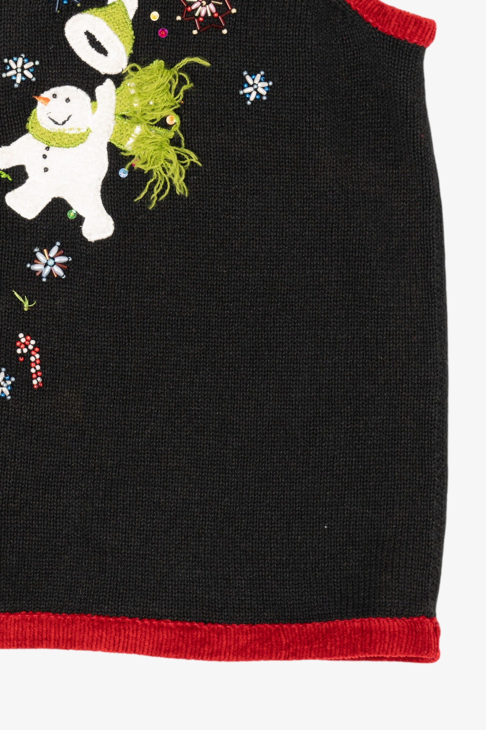 Vintage Black White Stag Snowmen Ugly Christmas Vest (1990s)