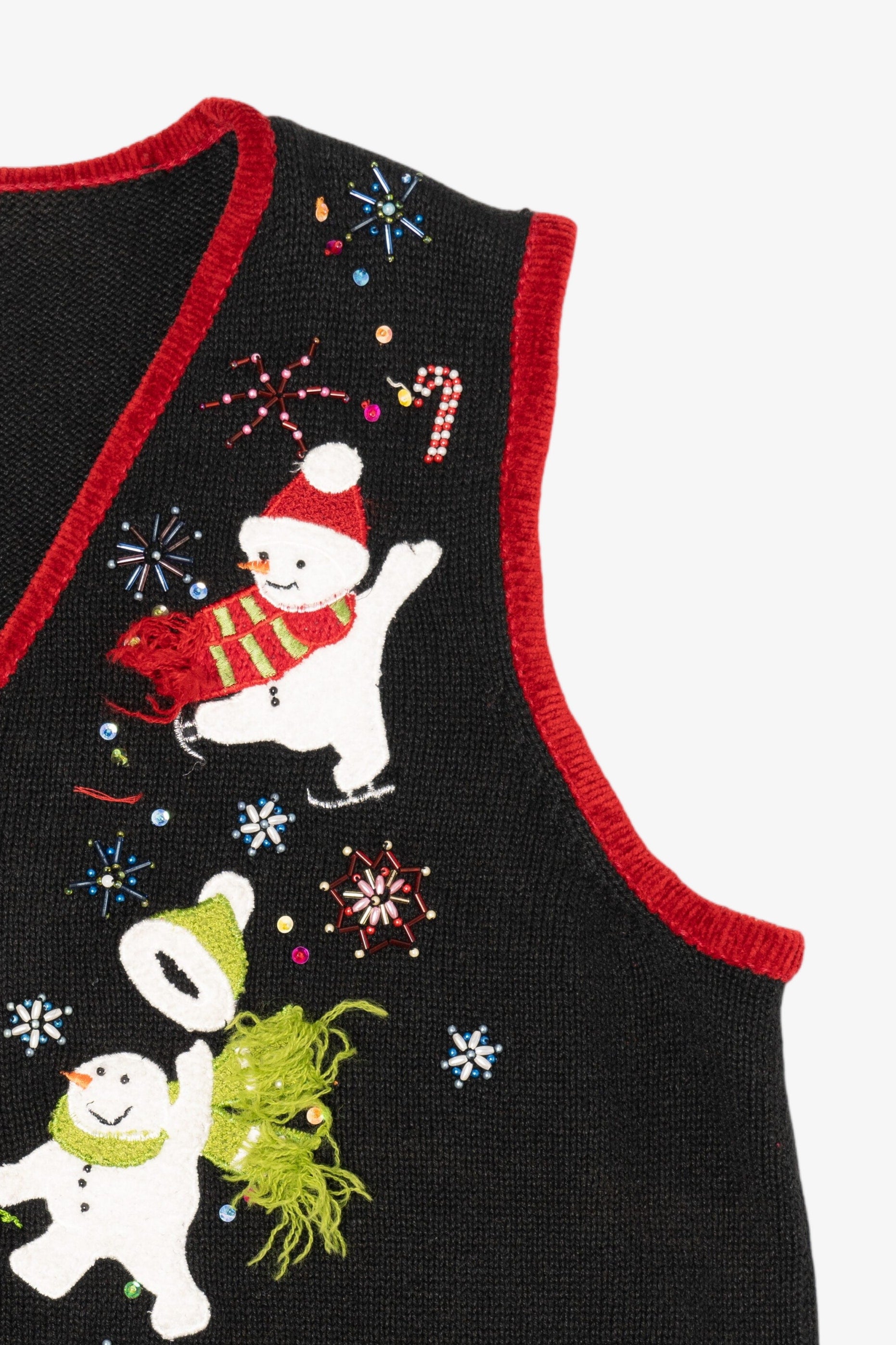 Vintage Black White Stag Snowmen Ugly Christmas Vest (1990s)