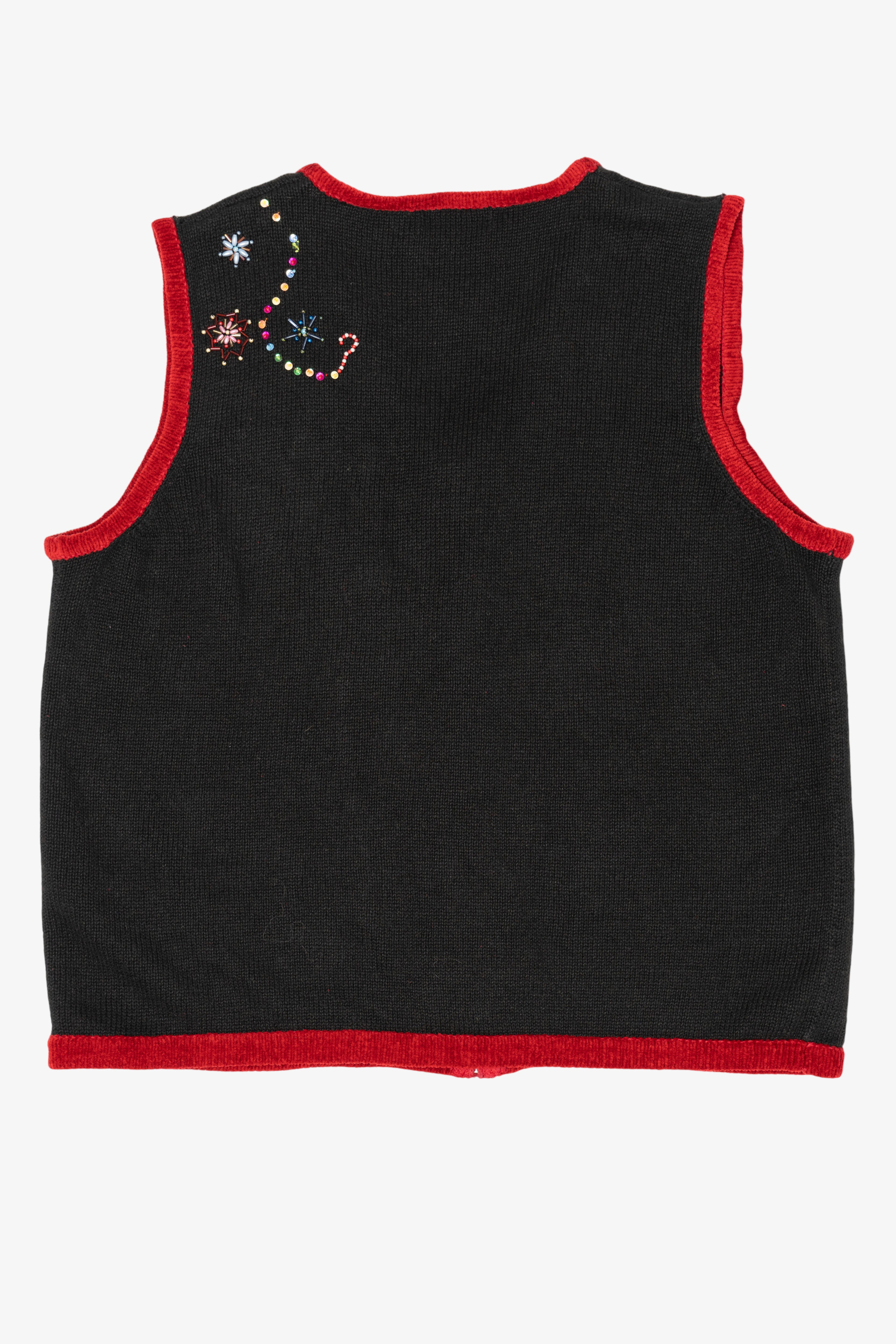 Vintage Black White Stag Snowmen Ugly Christmas Vest (1990s)