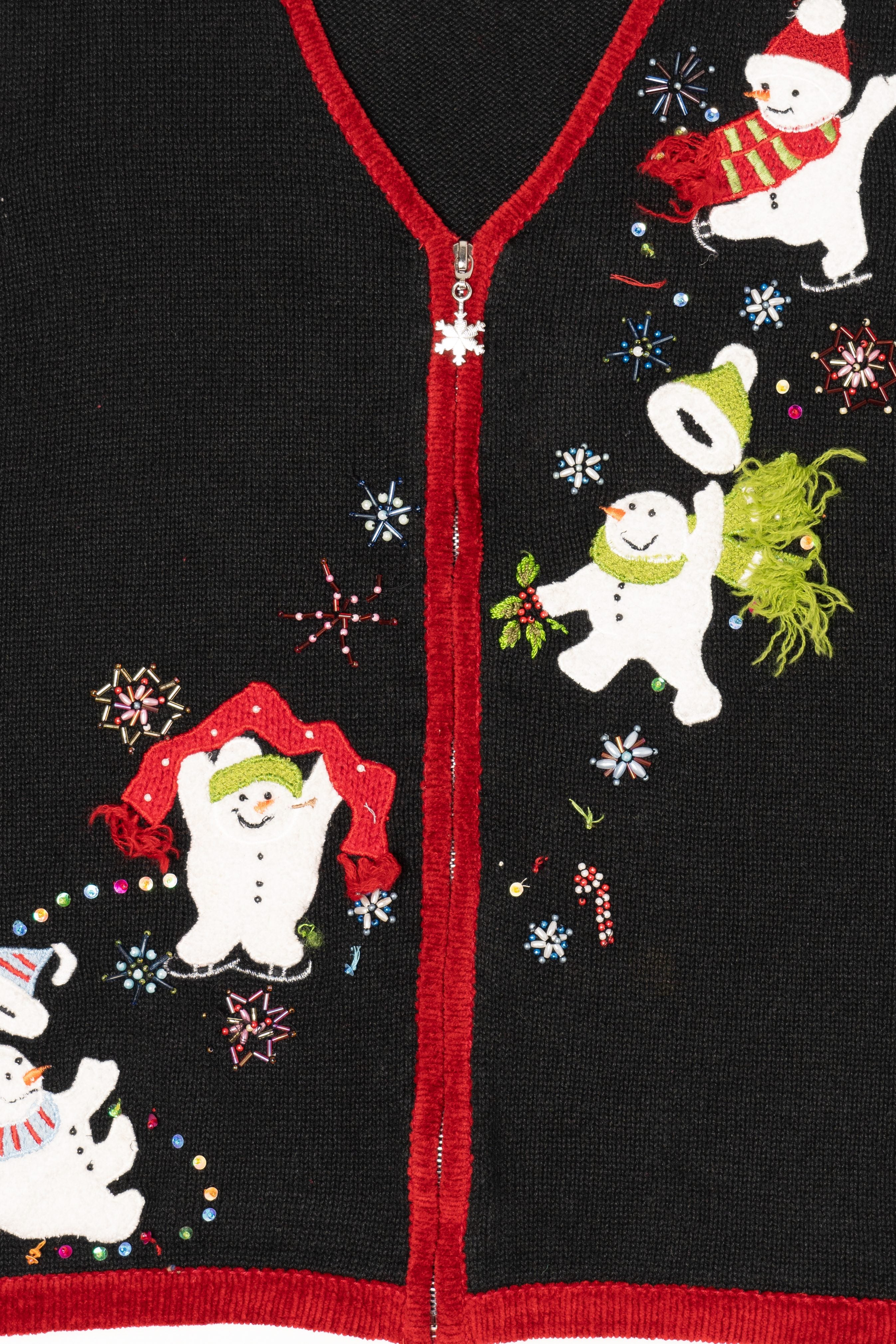 Vintage Black White Stag Snowmen Ugly Christmas Vest (1990s)