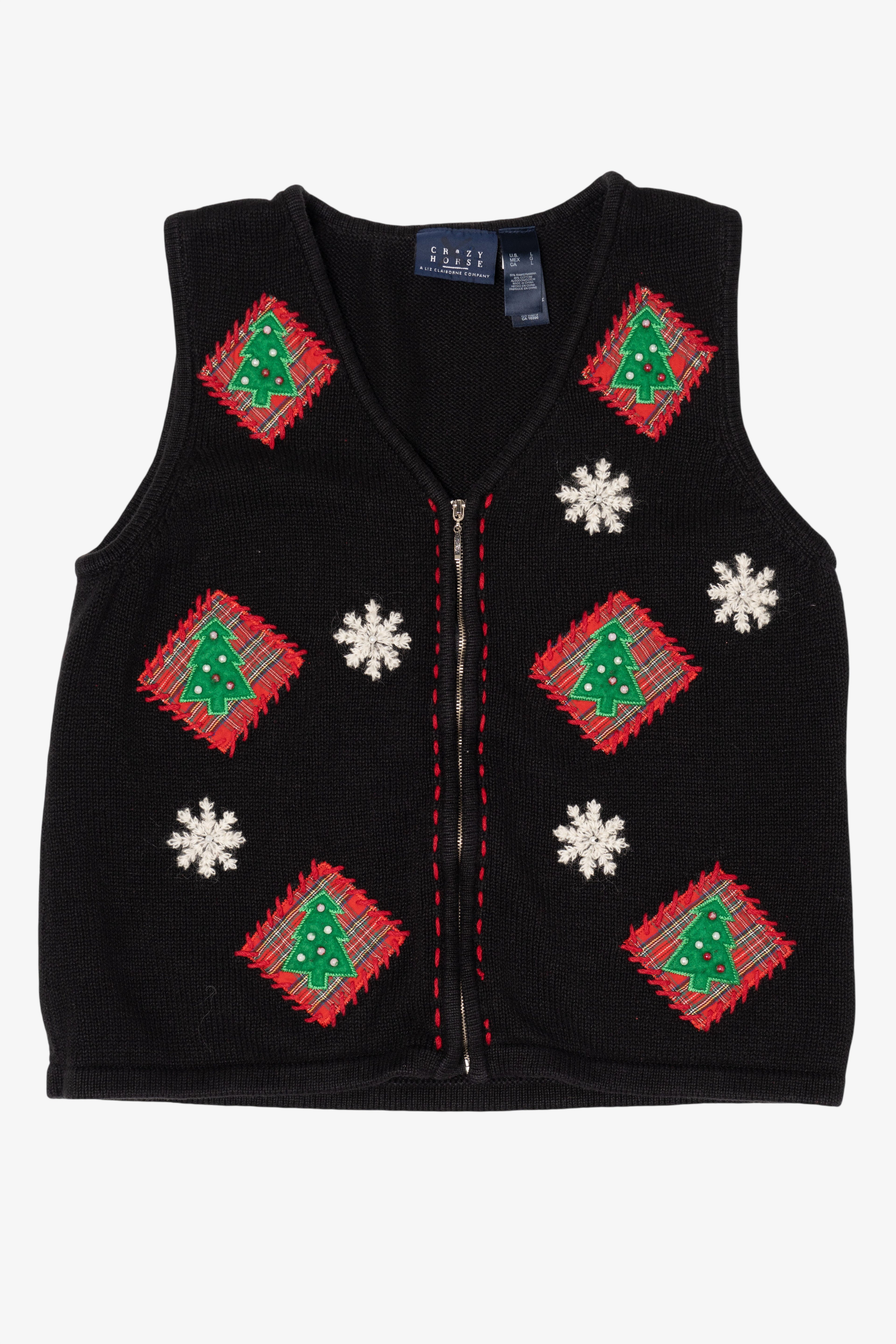 Vintage Black Crazy Horse Trees Ugly Christmas Vest (2000s)