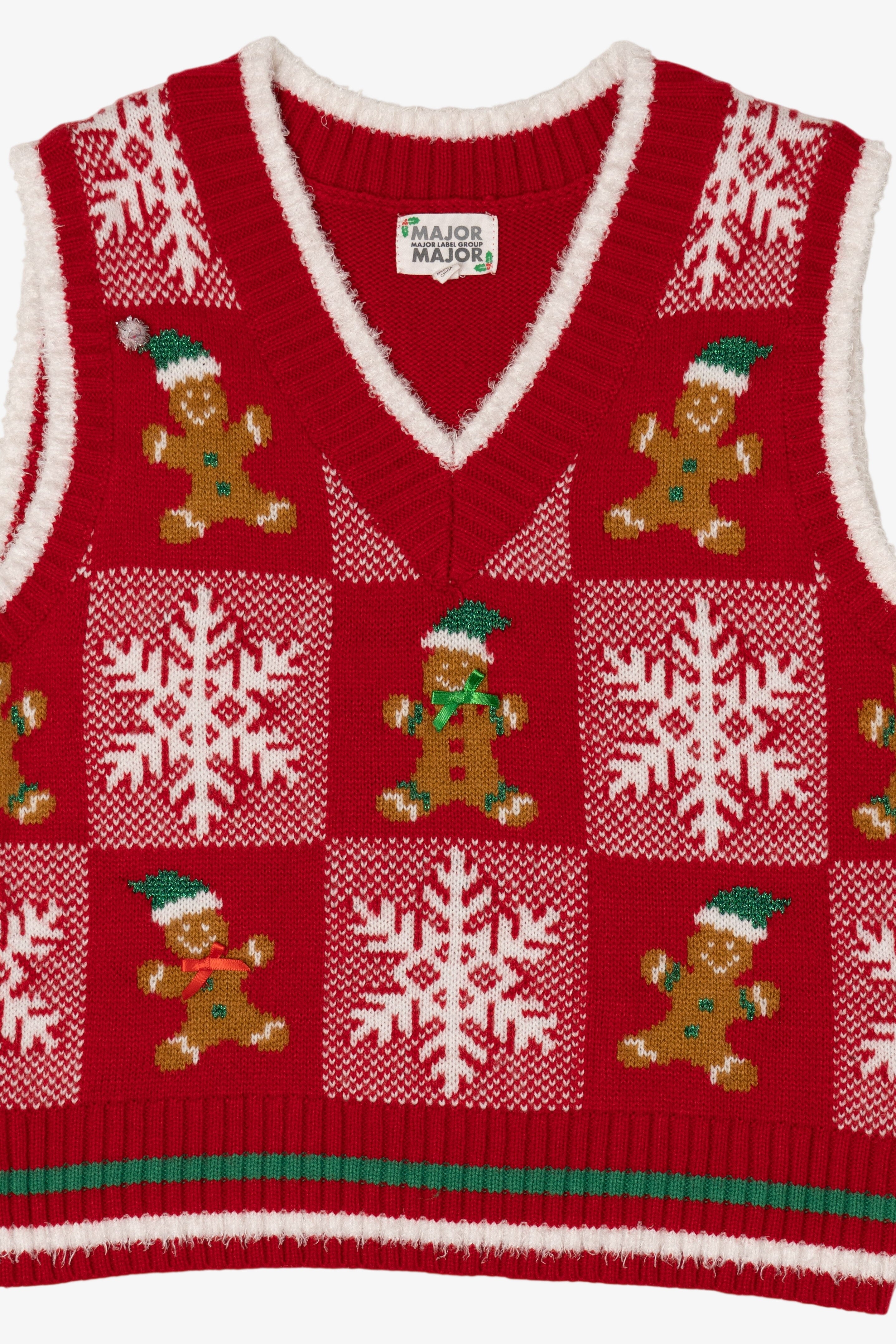 Red Major Label Group Gingerbread Pattern Ugly Christmas Vest (2010s)
