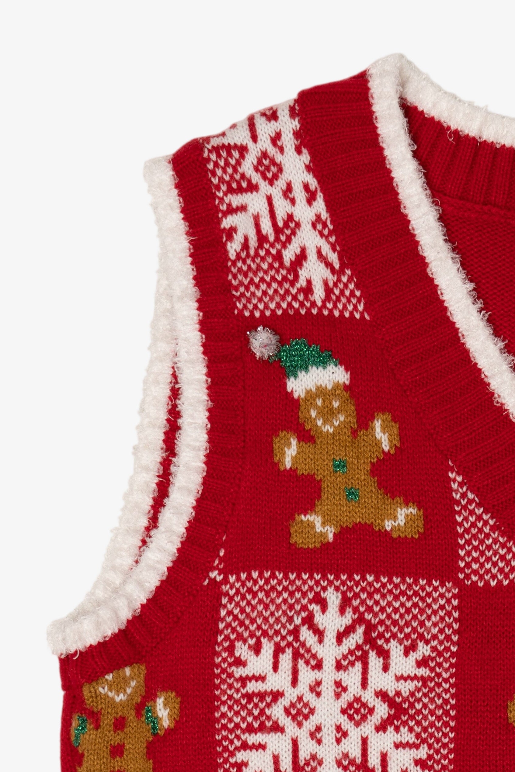 Red Major Label Group Gingerbread Pattern Ugly Christmas Vest (2010s)