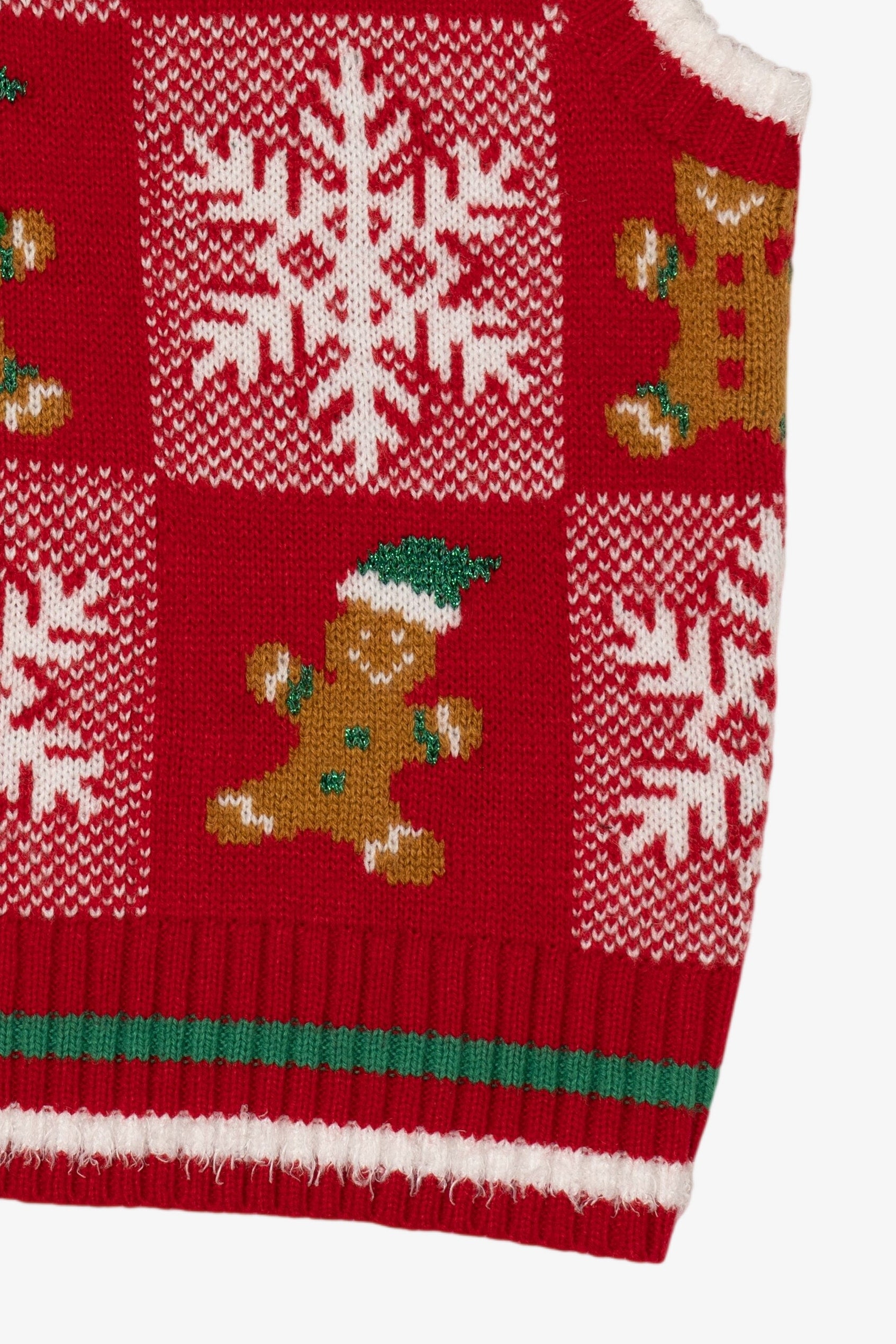 Red Major Label Group Gingerbread Pattern Ugly Christmas Vest (2010s)