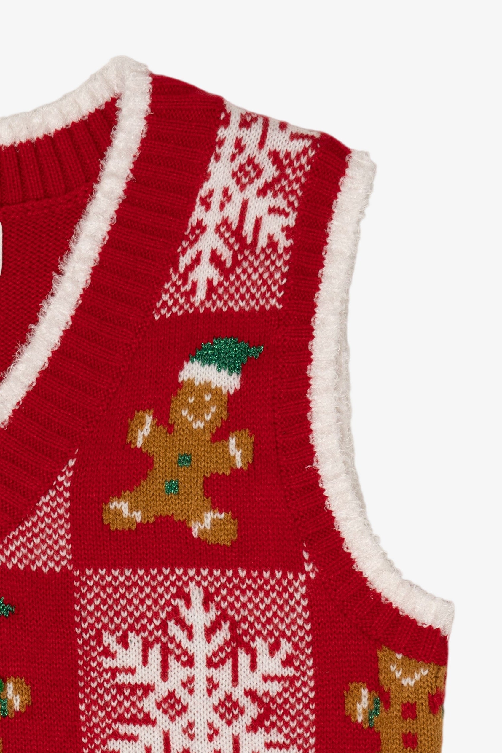 Red Major Label Group Gingerbread Pattern Ugly Christmas Vest (2010s)