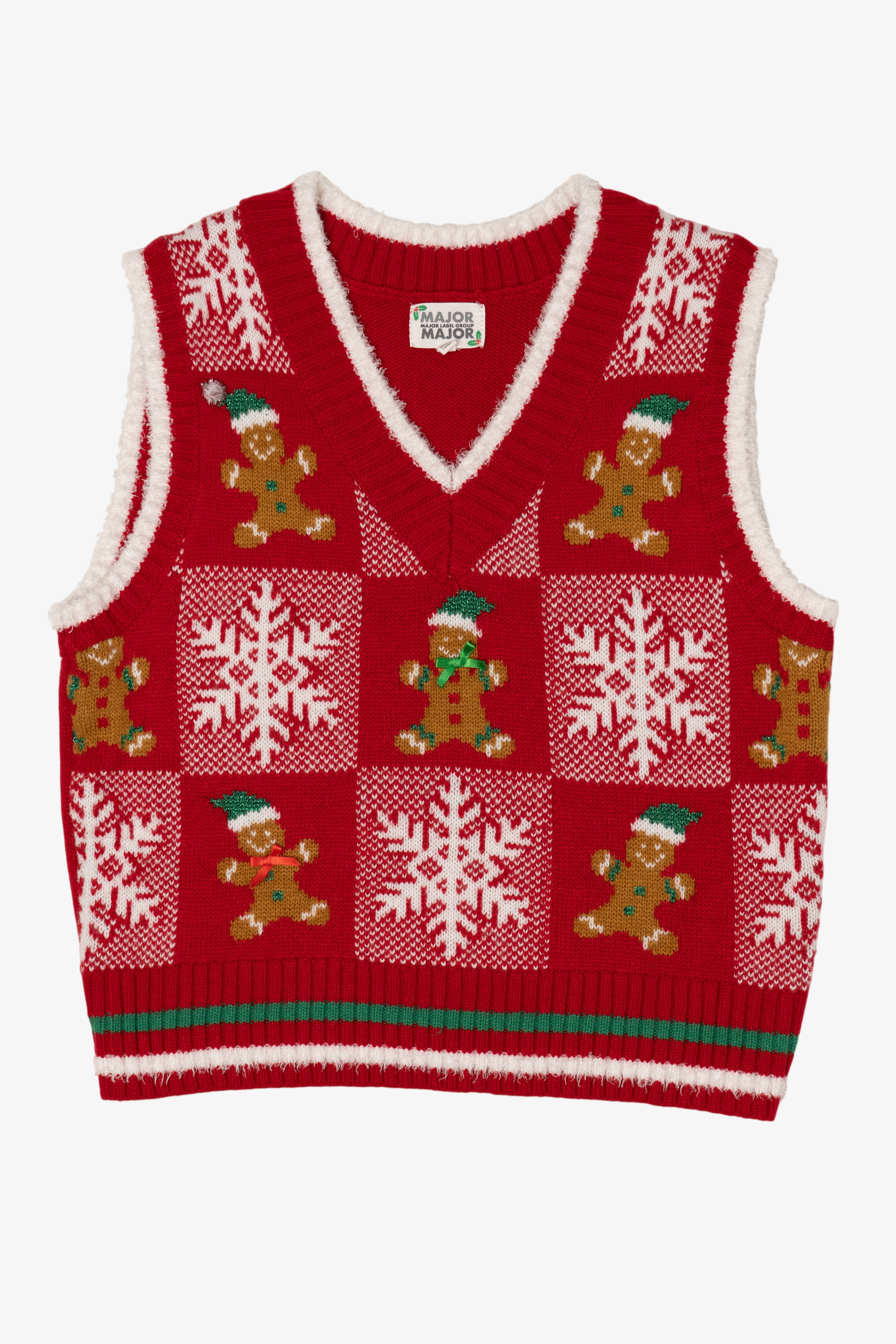 Red Major Label Group Gingerbread Pattern Ugly Christmas Vest (2010s)