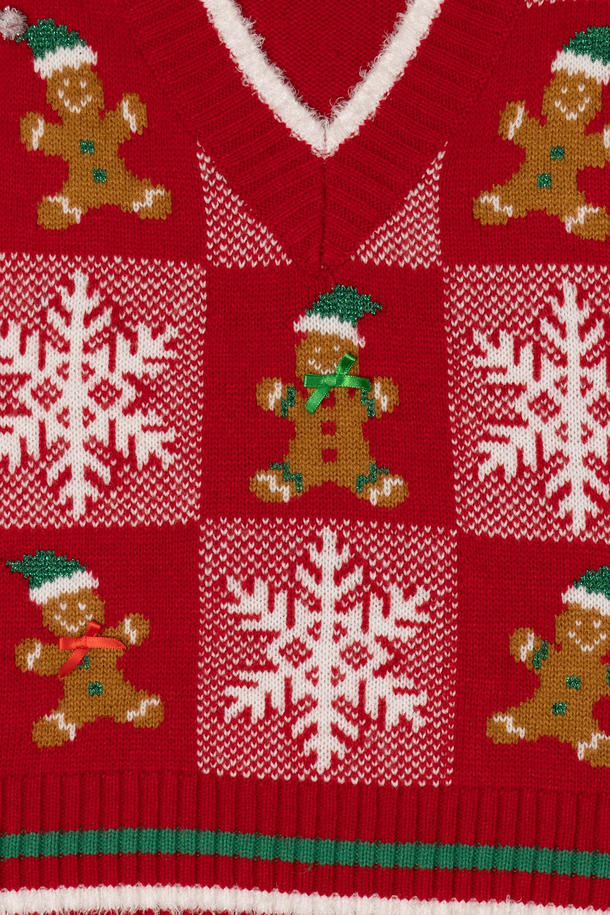 Red Major Label Group Gingerbread Pattern Ugly Christmas Vest (2010s)