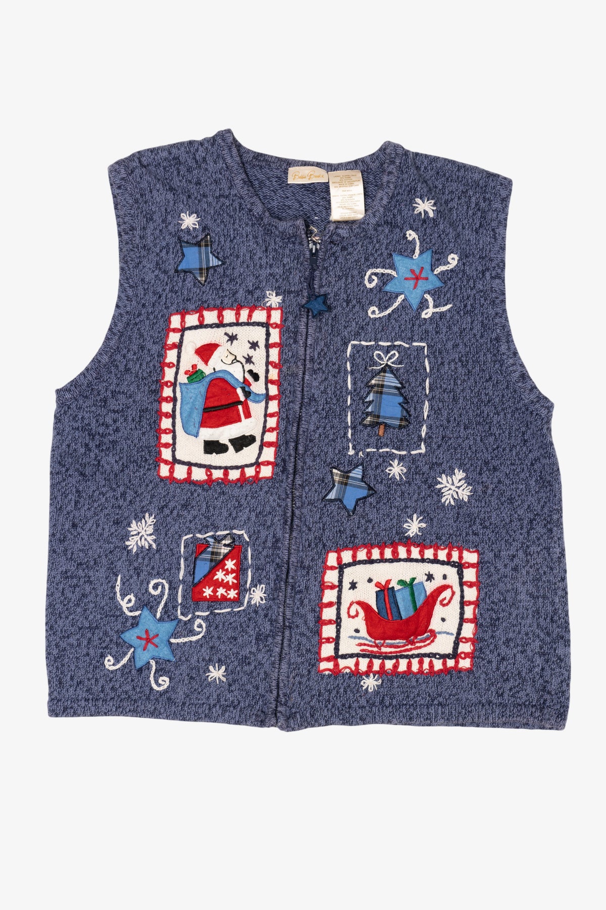 Vintage Blue Bobbie Brooks Ugly Christmas Vest (1990s)