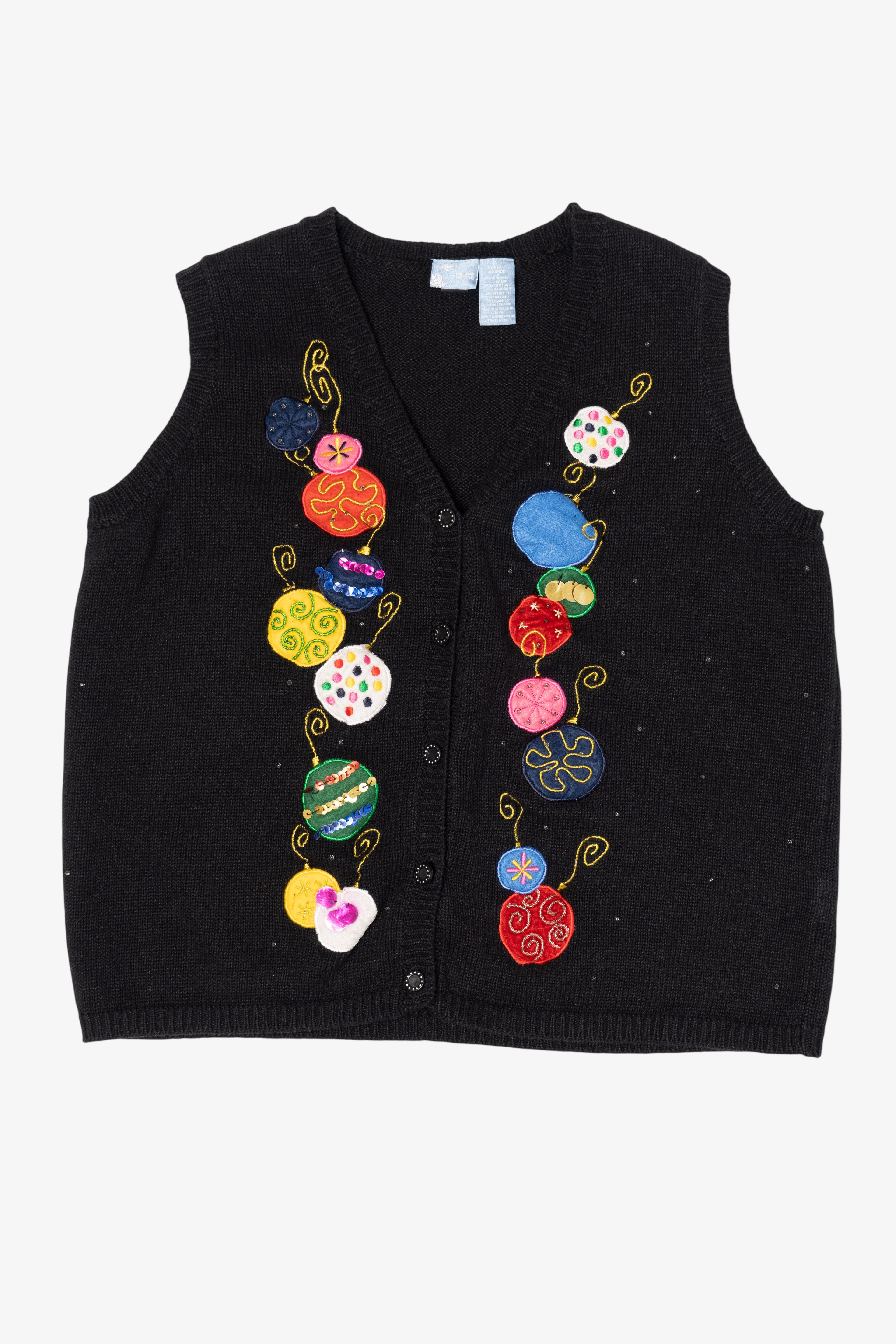 Vintage Black Holiday Editions Ornaments Ugly Christmas Vest (2000s)