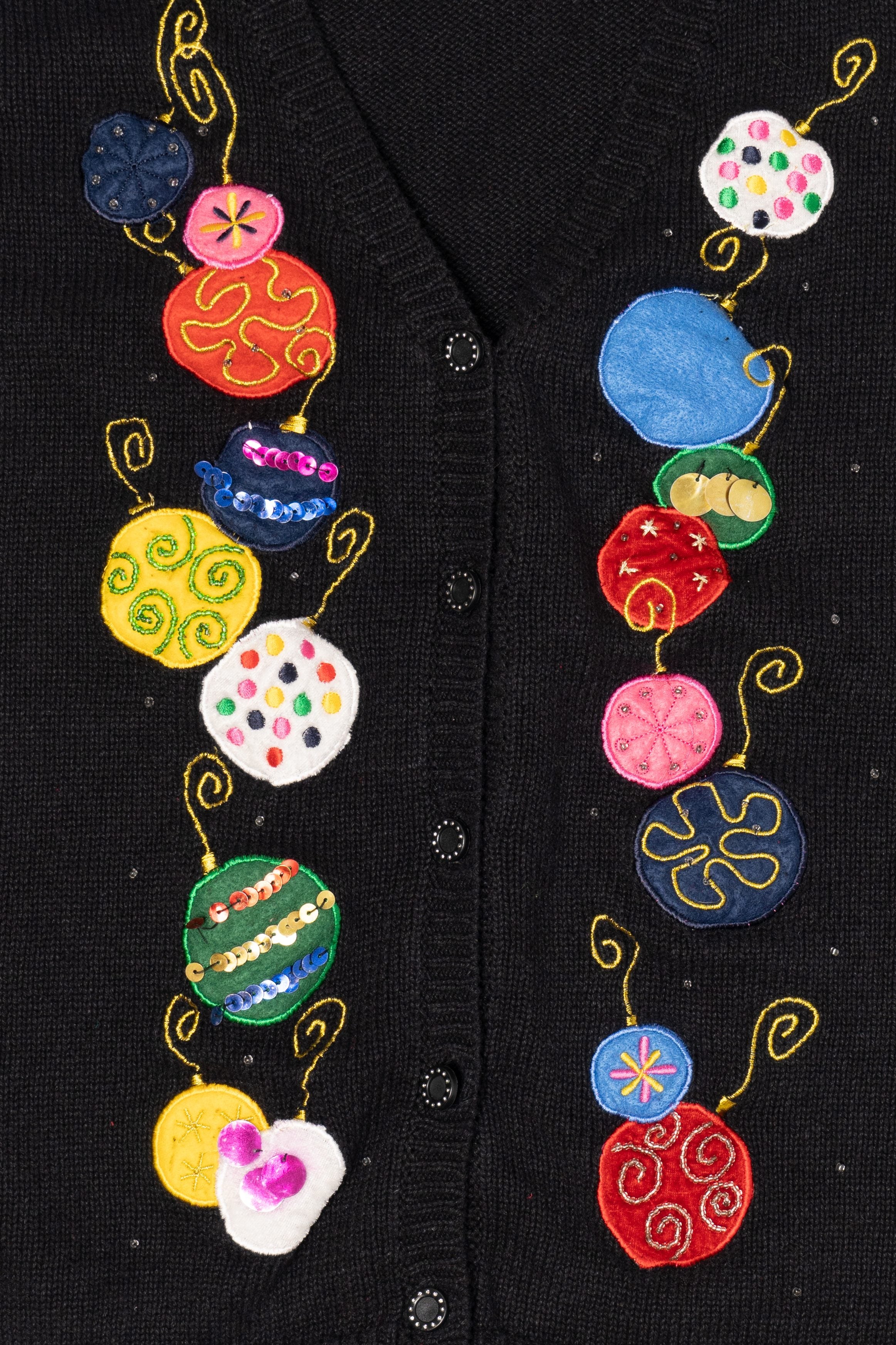 Vintage Black Holiday Editions Ornaments Ugly Christmas Vest (2000s)