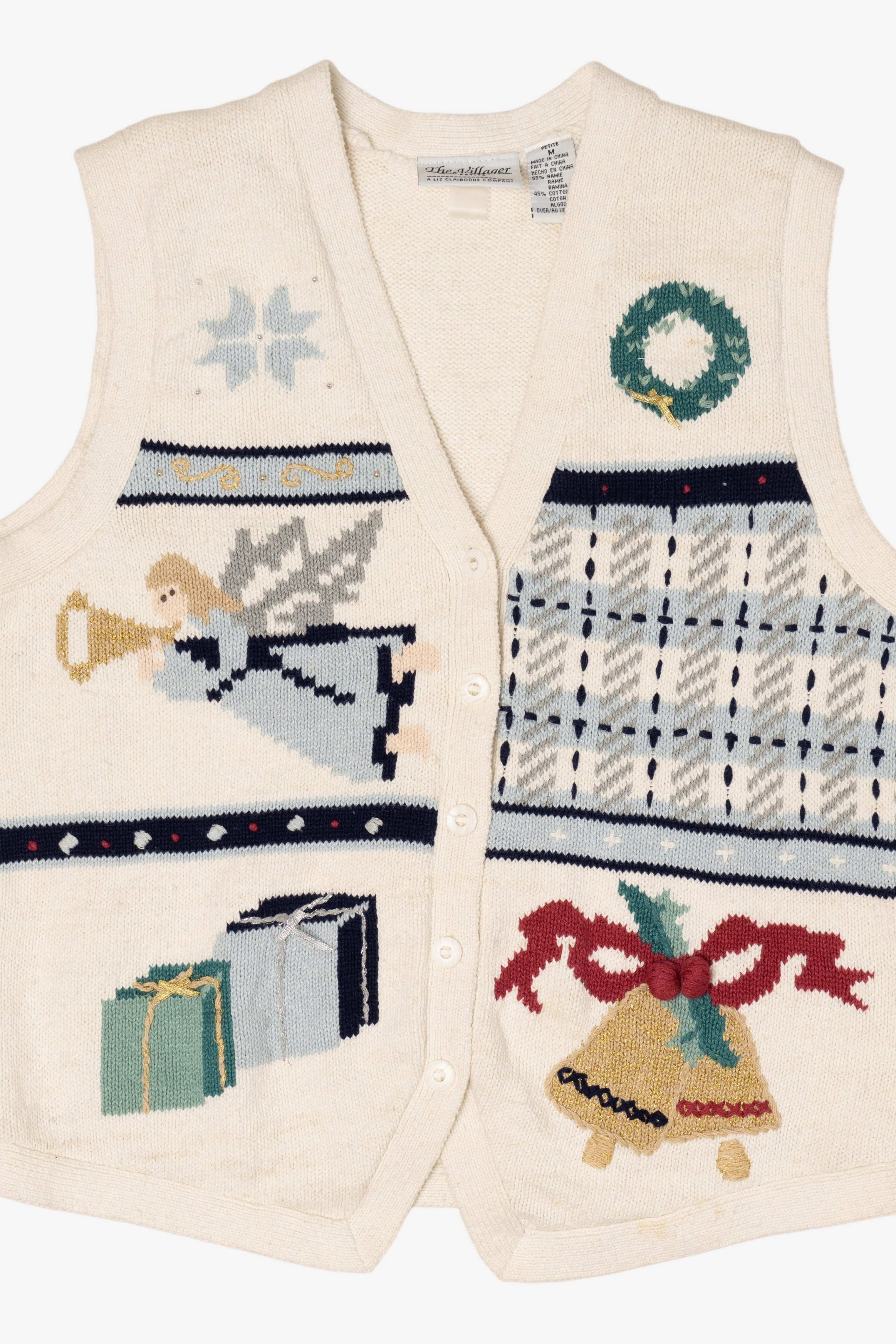 Vintage White The Villager Ugly Christmas Vest (1990s)