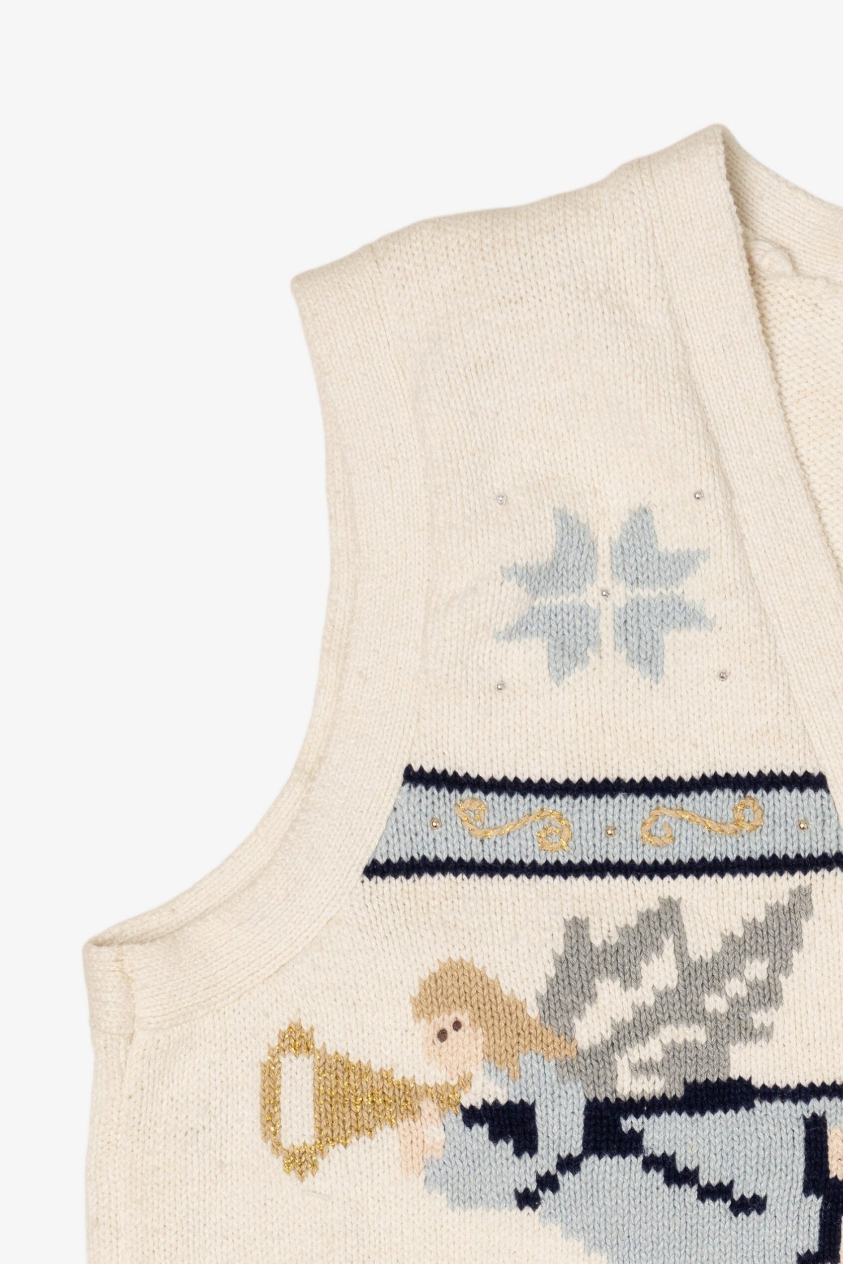 Vintage White The Villager Ugly Christmas Vest (1990s)