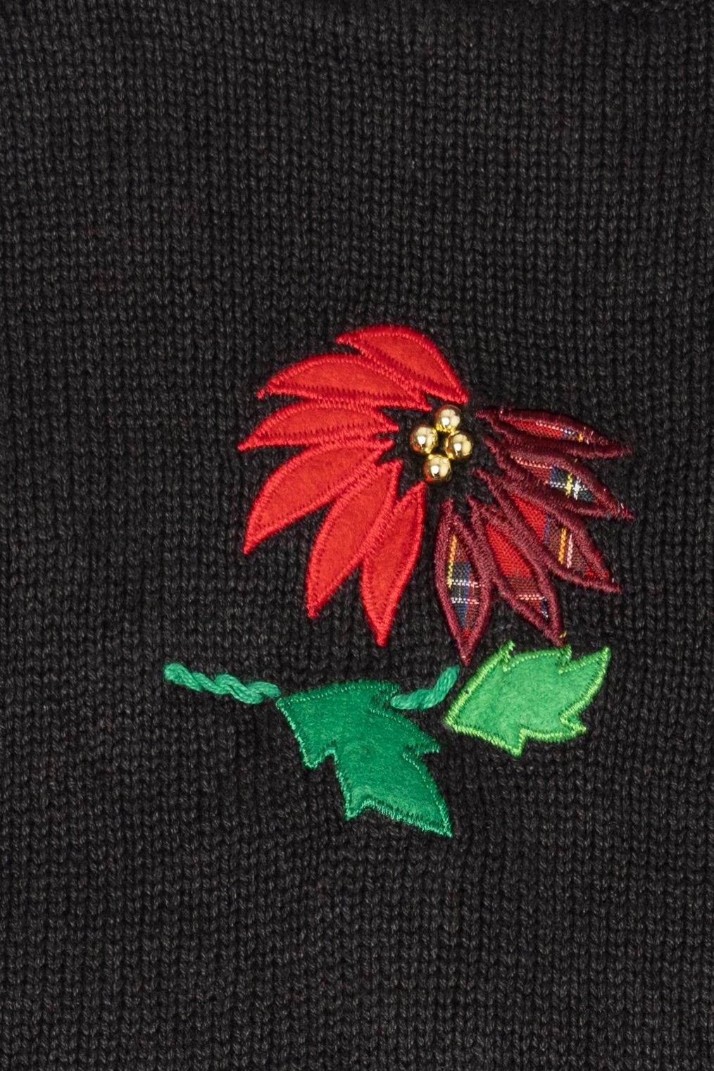 Vintage Black Bobbie Brooks Poinsettias Ugly Christmas Vest (1990s)
