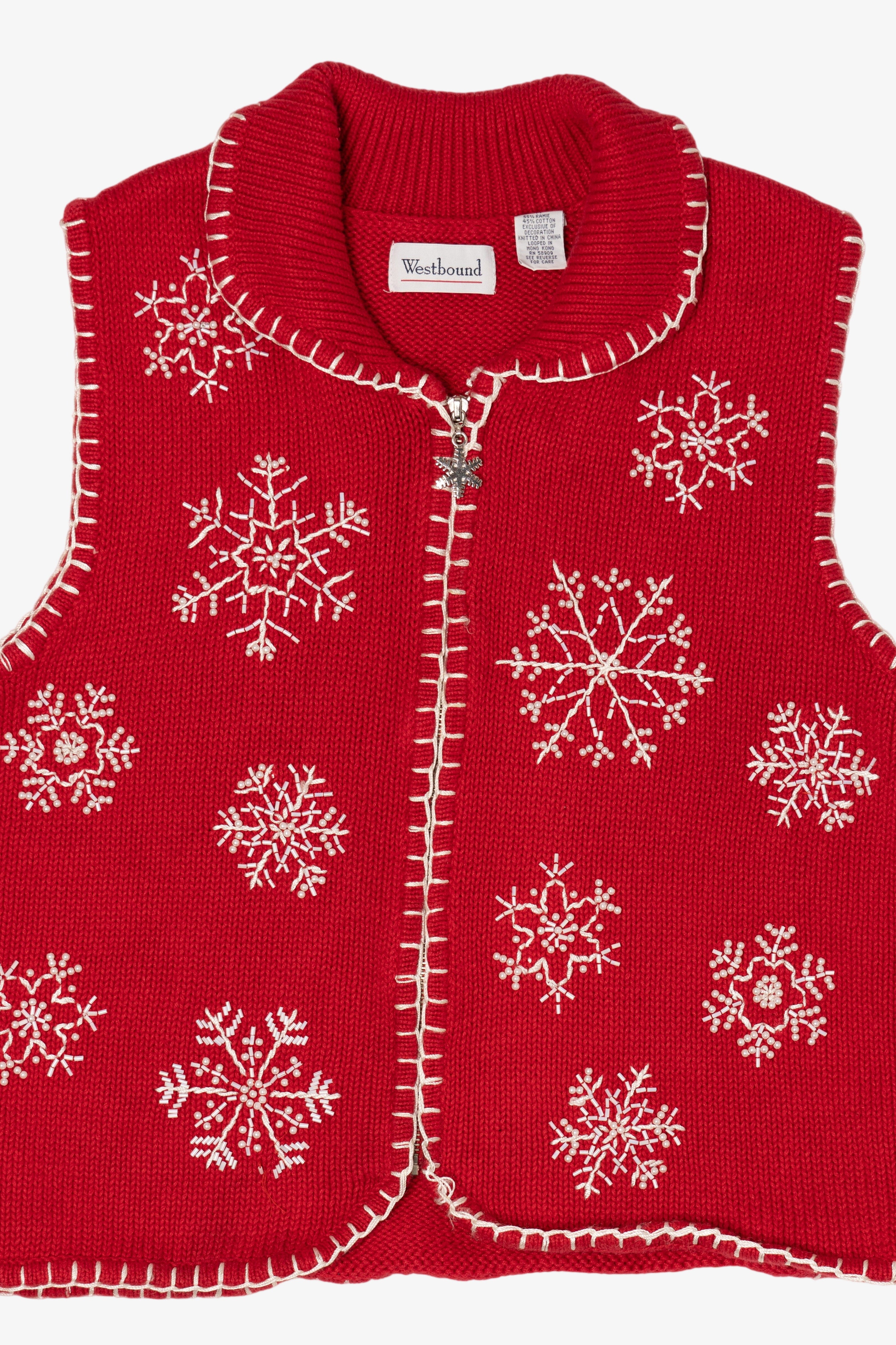Vintage Red Westbound Snowflakes Ugly Christmas Vest (1990s)