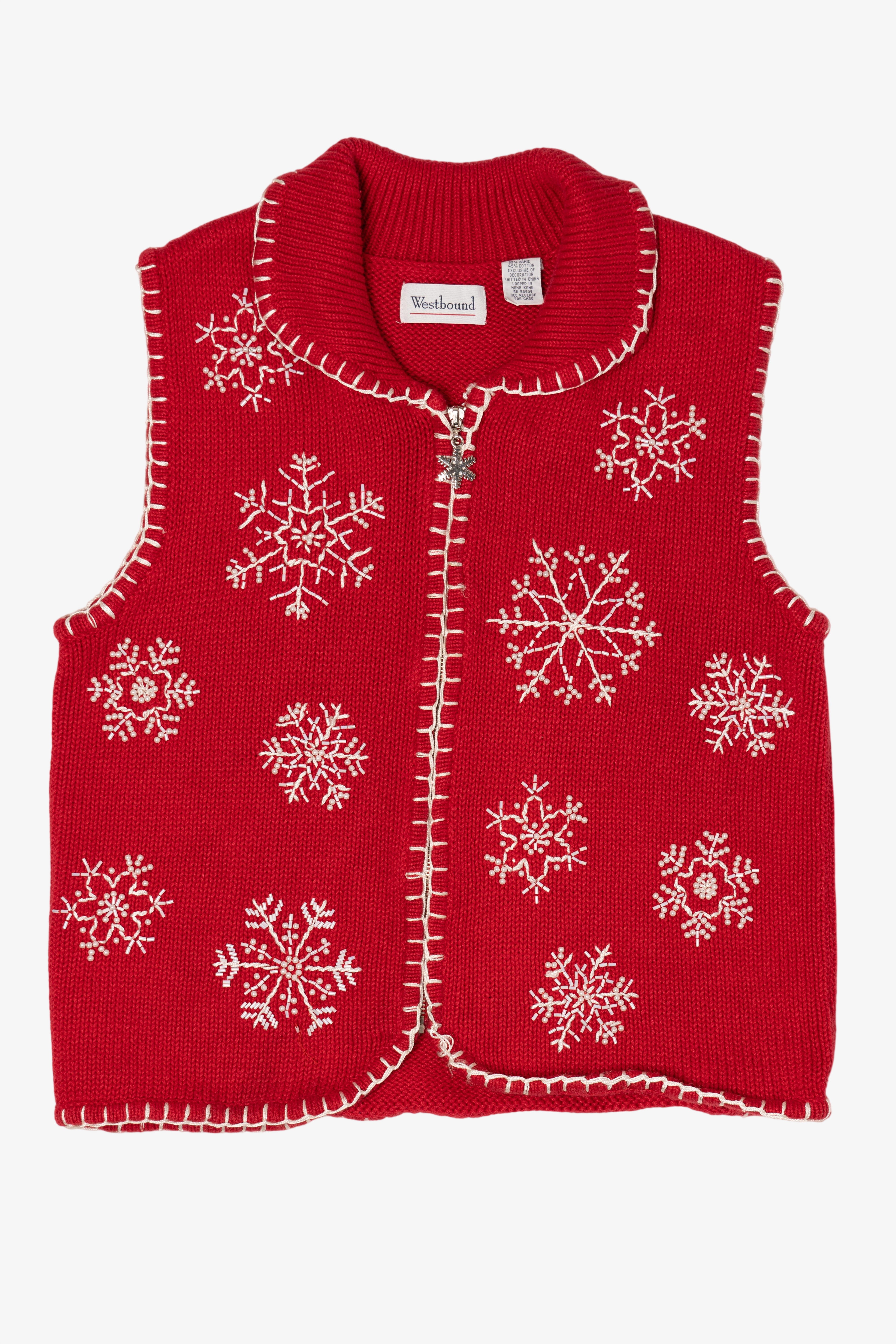 Vintage Red Westbound Snowflakes Ugly Christmas Vest (1990s)