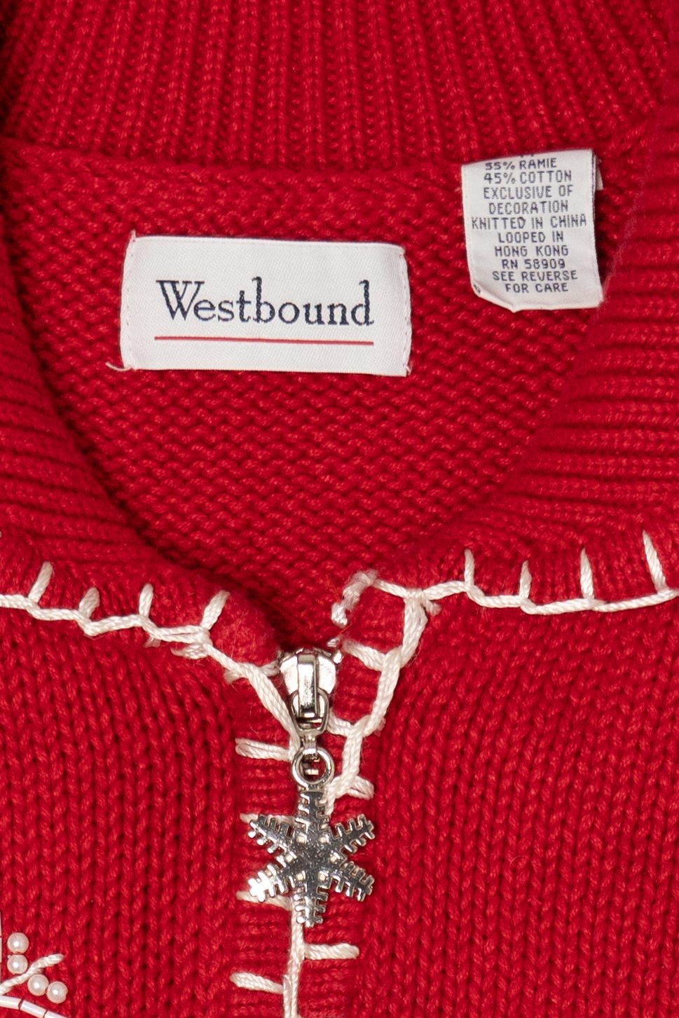 Vintage Red Westbound Snowflakes Ugly Christmas Vest (1990s)