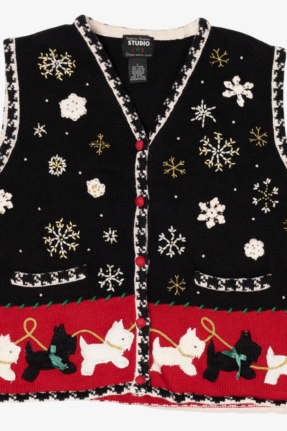 Vintage Black Designers Originals Studio Dogs Ugly Christmas Vest (1990s)