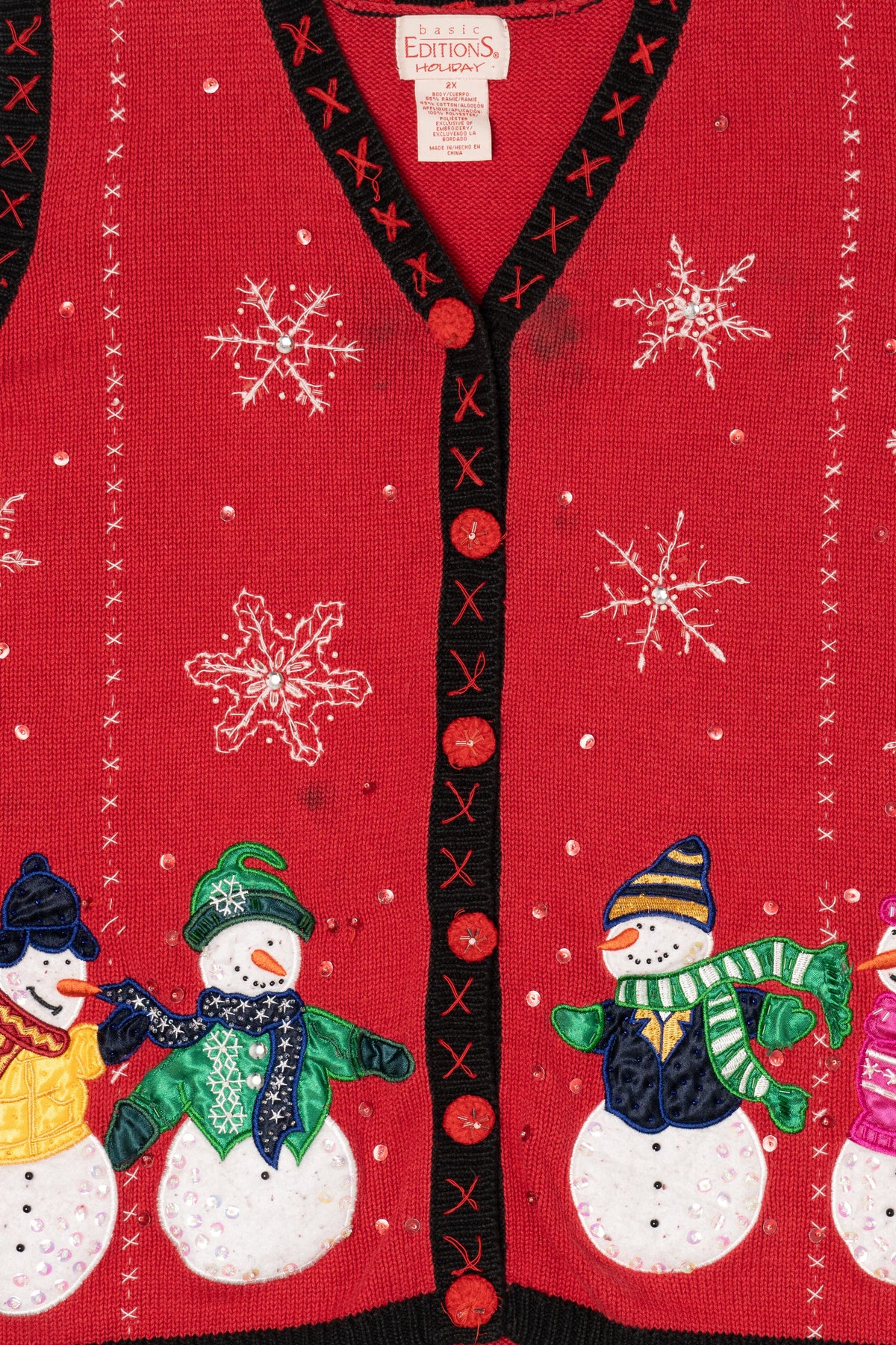 Vintage Red Basic Editions Snowmen Ugly Christmas Vest (1990s)