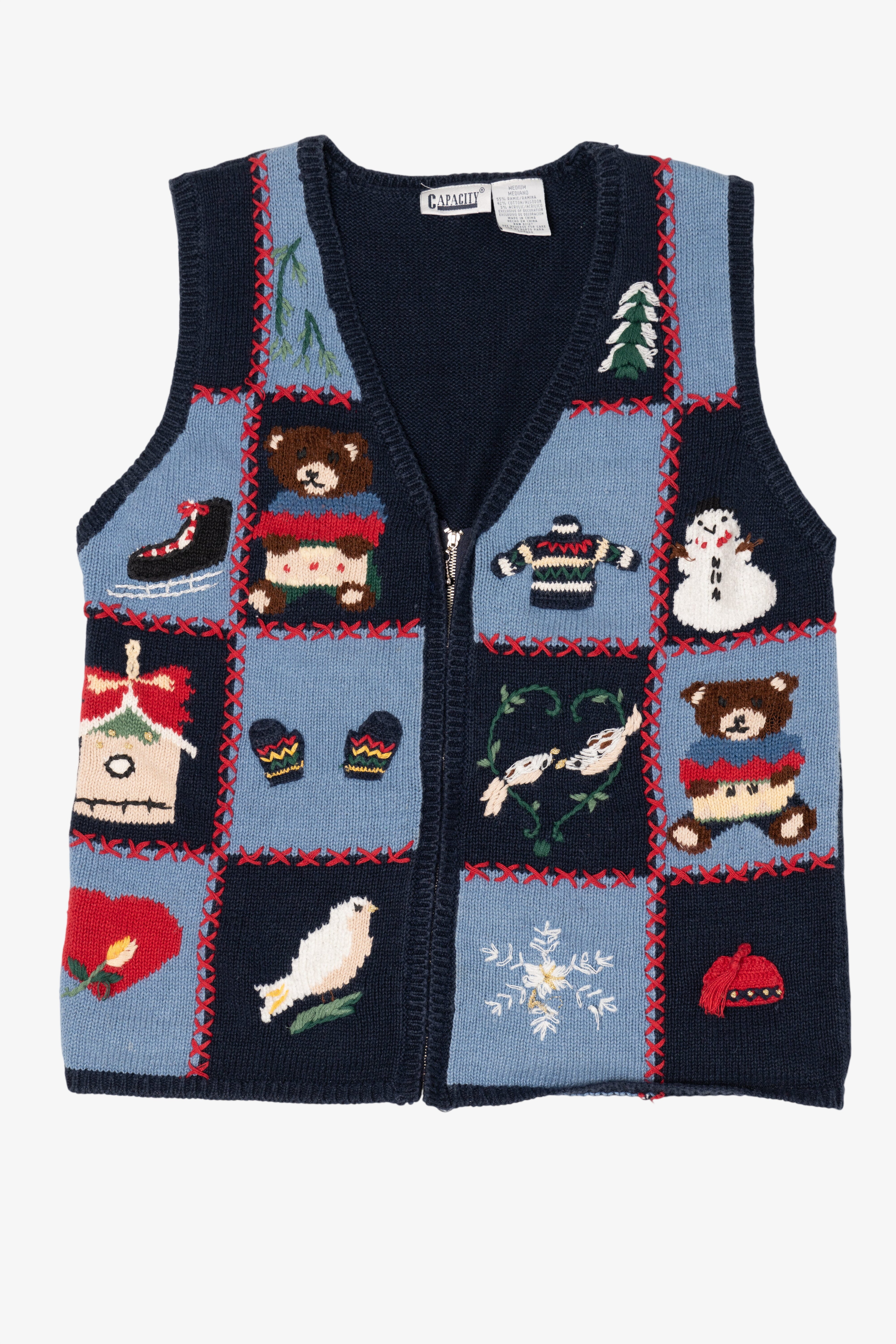 Vintage Blue Capacity Ugly Christmas Vest (1990s)