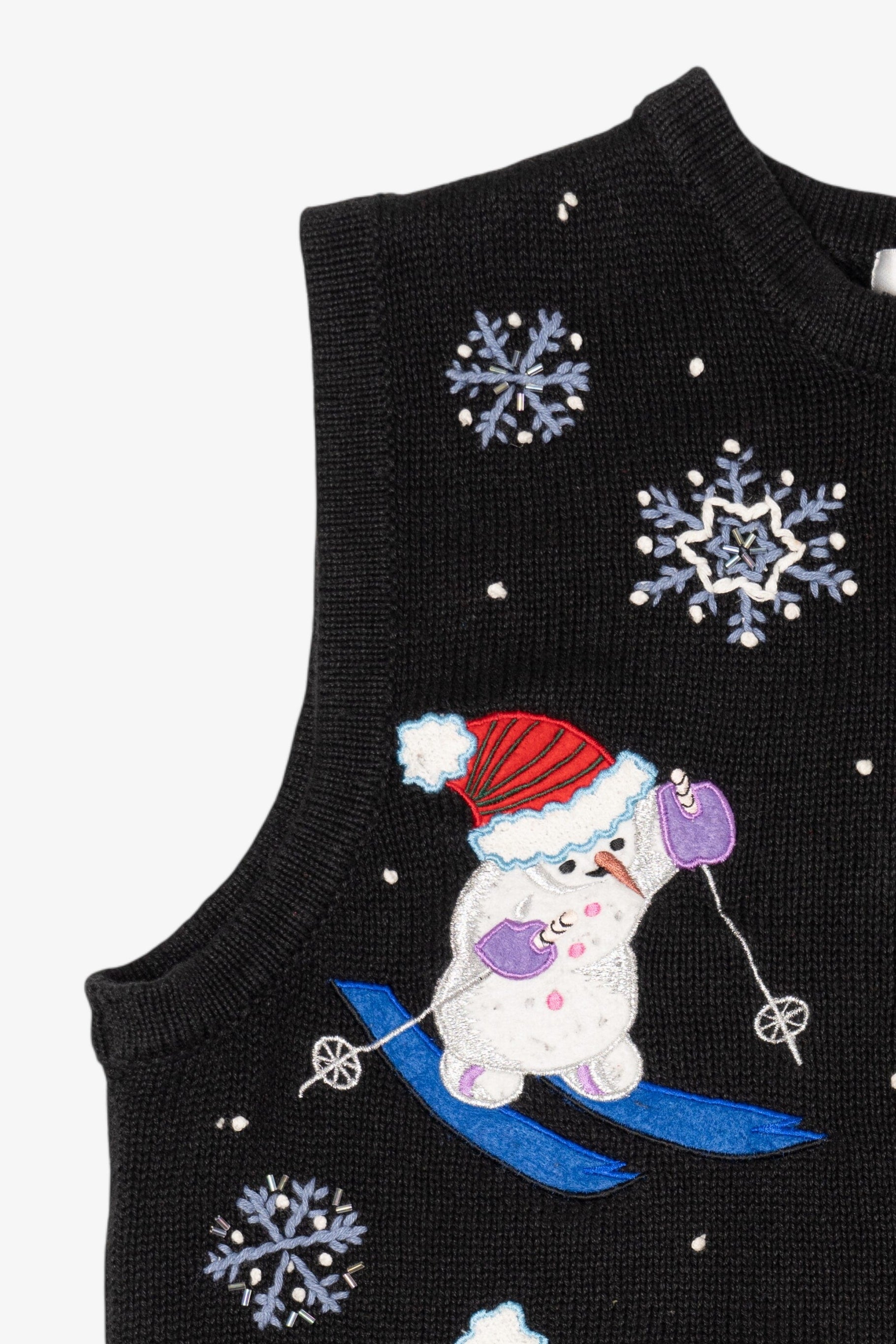Vintage Black All Points Snowmen Ugly Christmas Vest (2000s)
