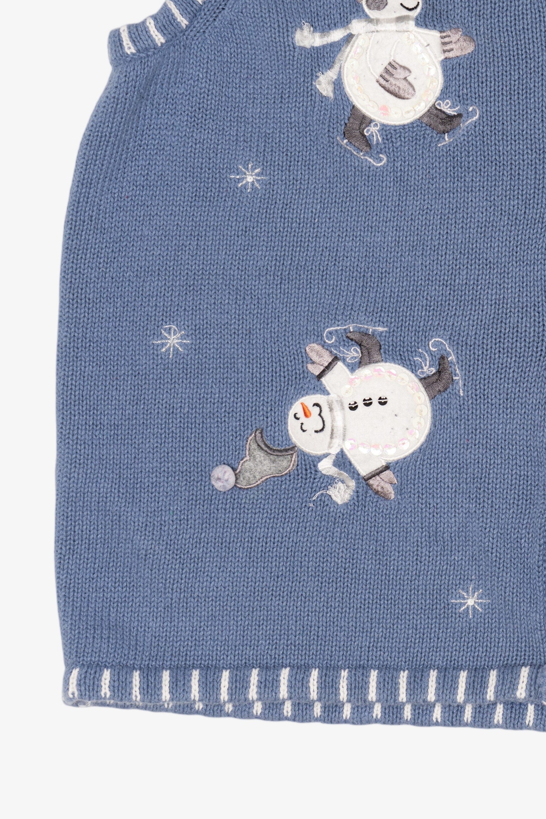 Vintage Light Blue Holiday Editions Skating Snowmen Ugly Christmas Vest (2000s)