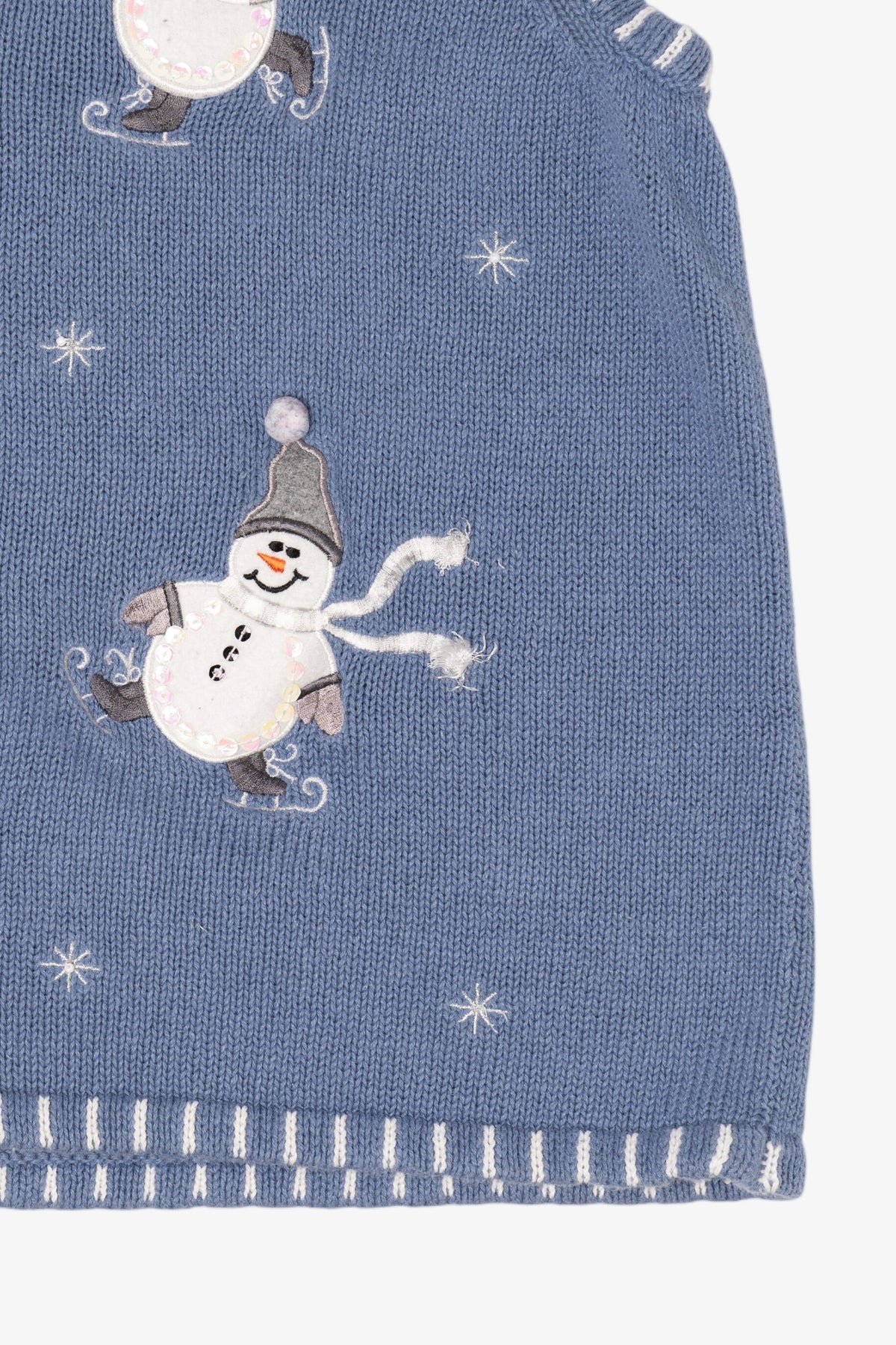 Vintage Light Blue Holiday Editions Skating Snowmen Ugly Christmas Vest (2000s)
