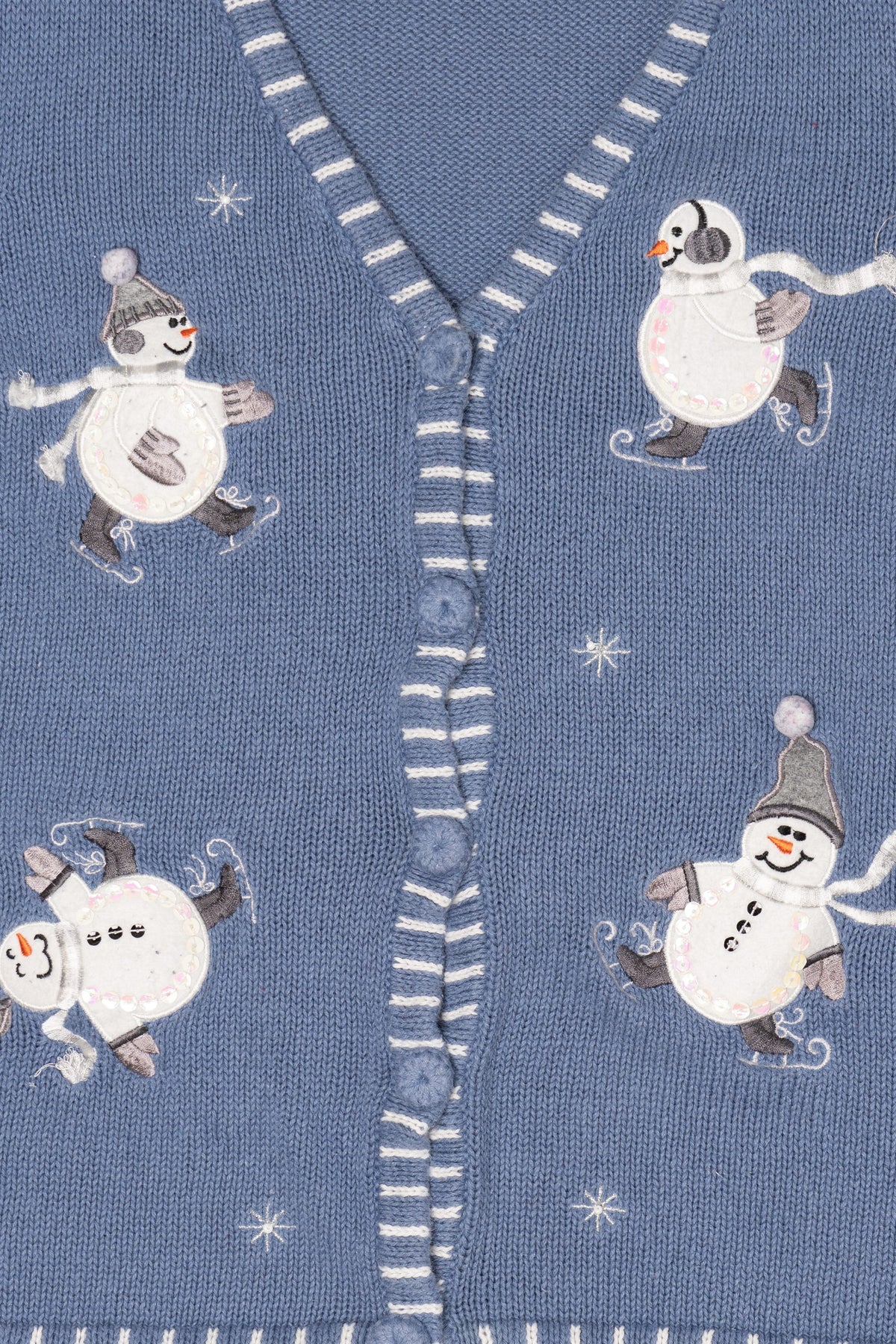 Vintage Light Blue Holiday Editions Skating Snowmen Ugly Christmas Vest (2000s)