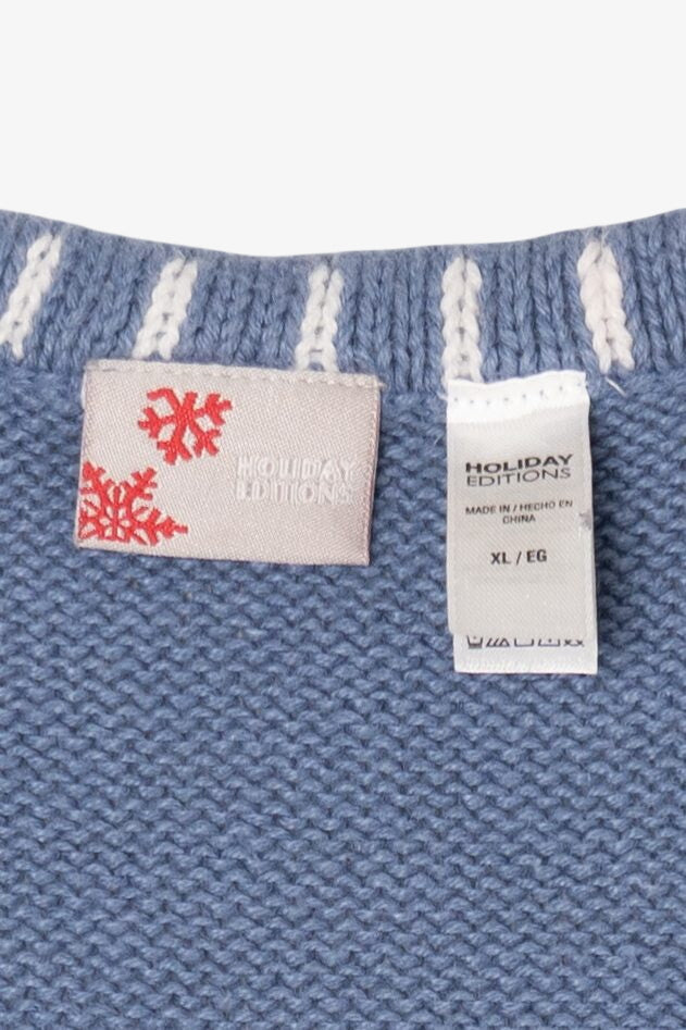 Vintage Light Blue Holiday Editions Skating Snowmen Ugly Christmas Vest (2000s)
