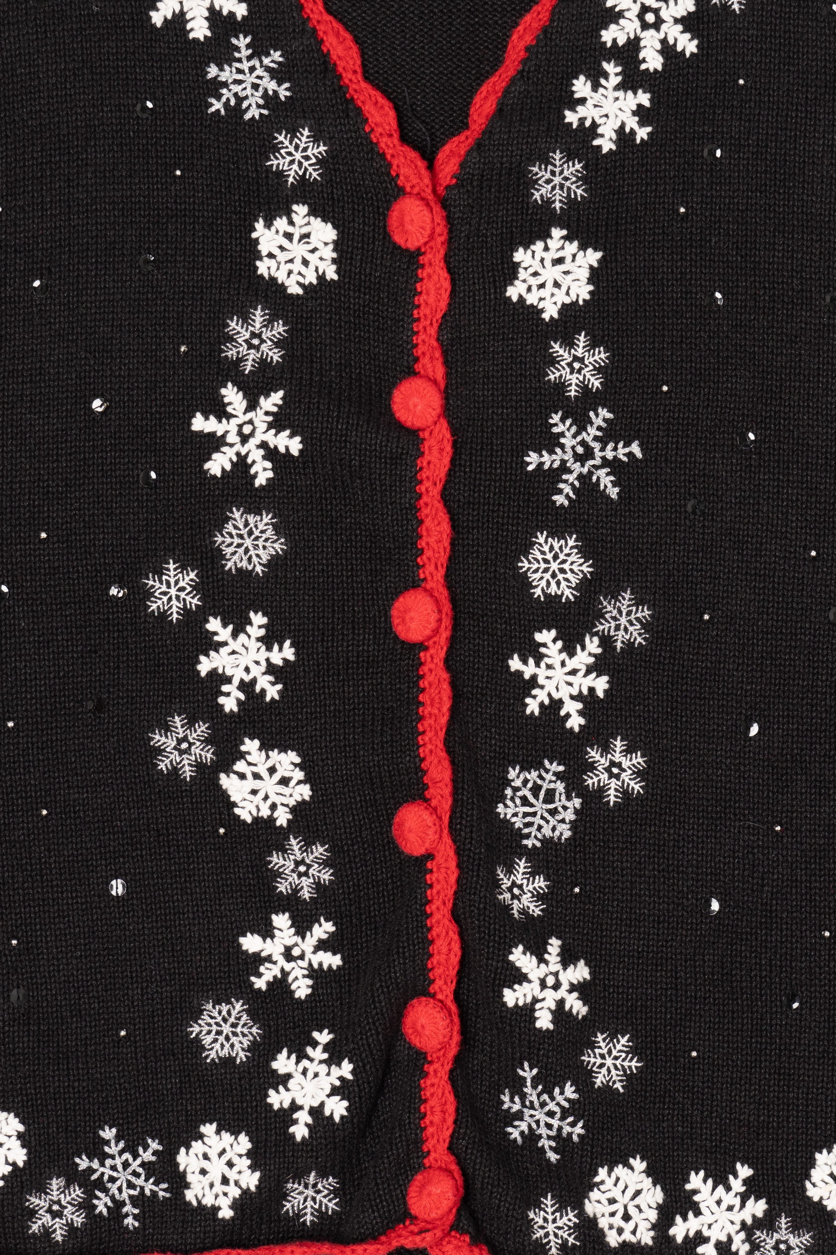 Vintage Black Basic Editions Snowflakes Ugly Christmas Vest (1990s)
