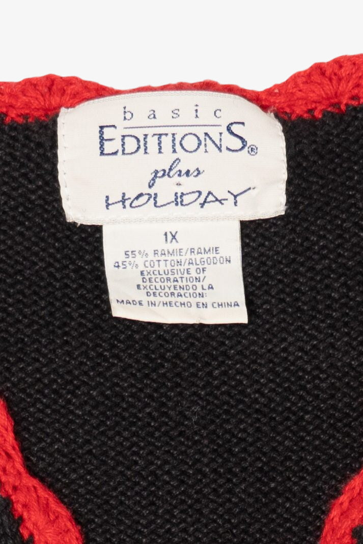 Vintage Black Basic Editions Snowflakes Ugly Christmas Vest (1990s)