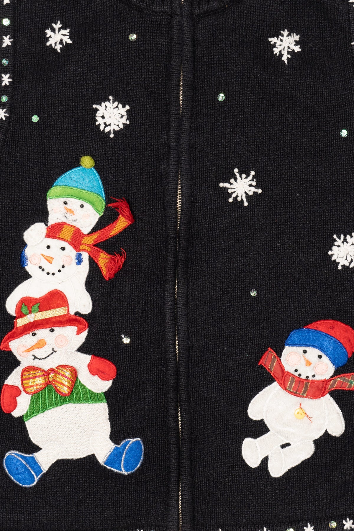 Vintage Black Mercer Street Studio Snowmen Ugly Christmas Vest (2000s)