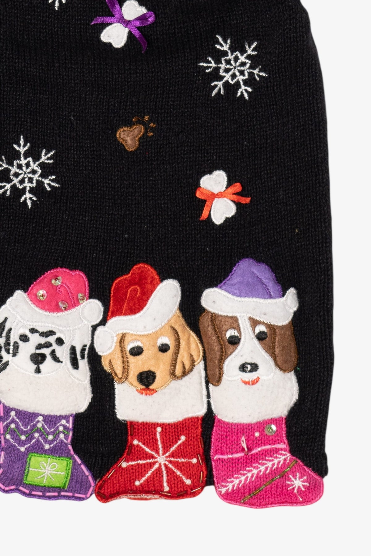 Vintage Black Tiara International Dogs In Stocking Ugly Christmas Vest (2000s)