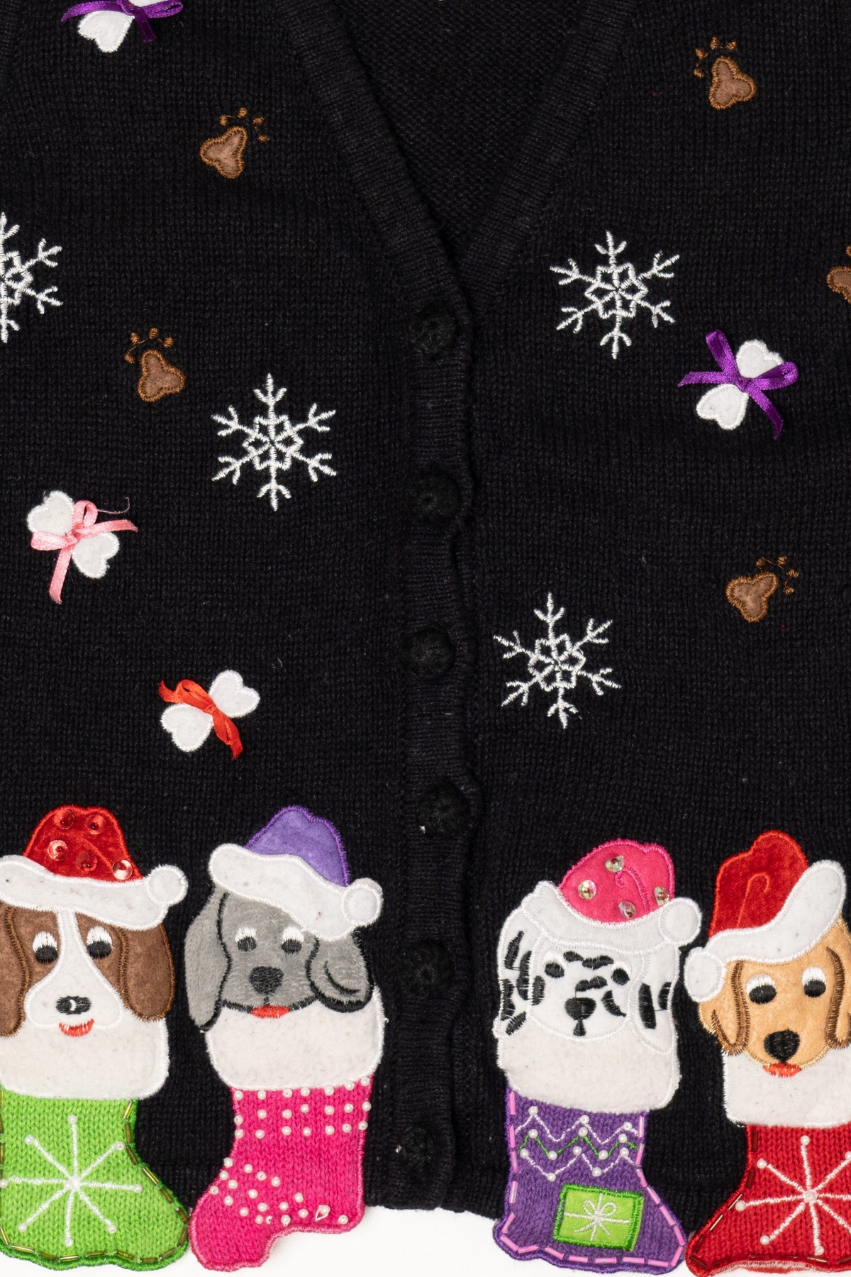 Vintage Black Tiara International Dogs In Stocking Ugly Christmas Vest (2000s)