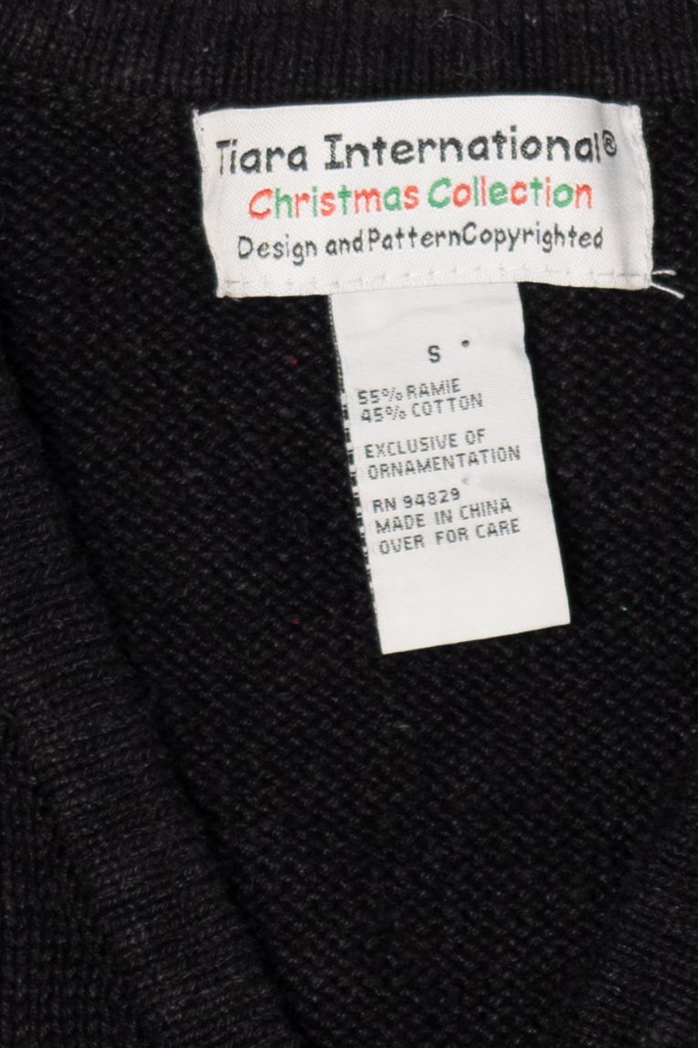 Vintage Black Tiara International Dogs In Stocking Ugly Christmas Vest (2000s)