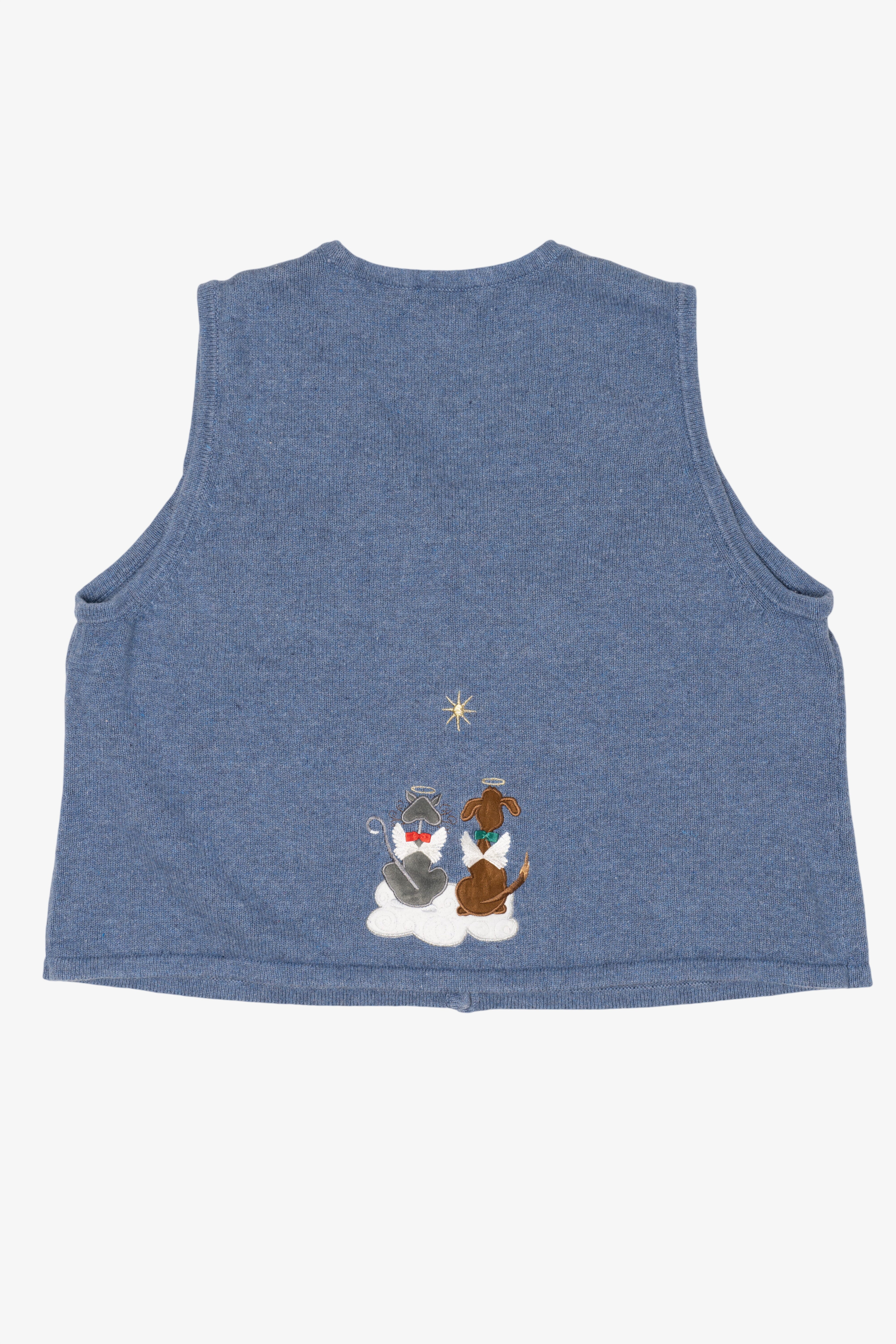Vintage Blue Merry & Bright Angels Ugly Christmas Vest (2000s)