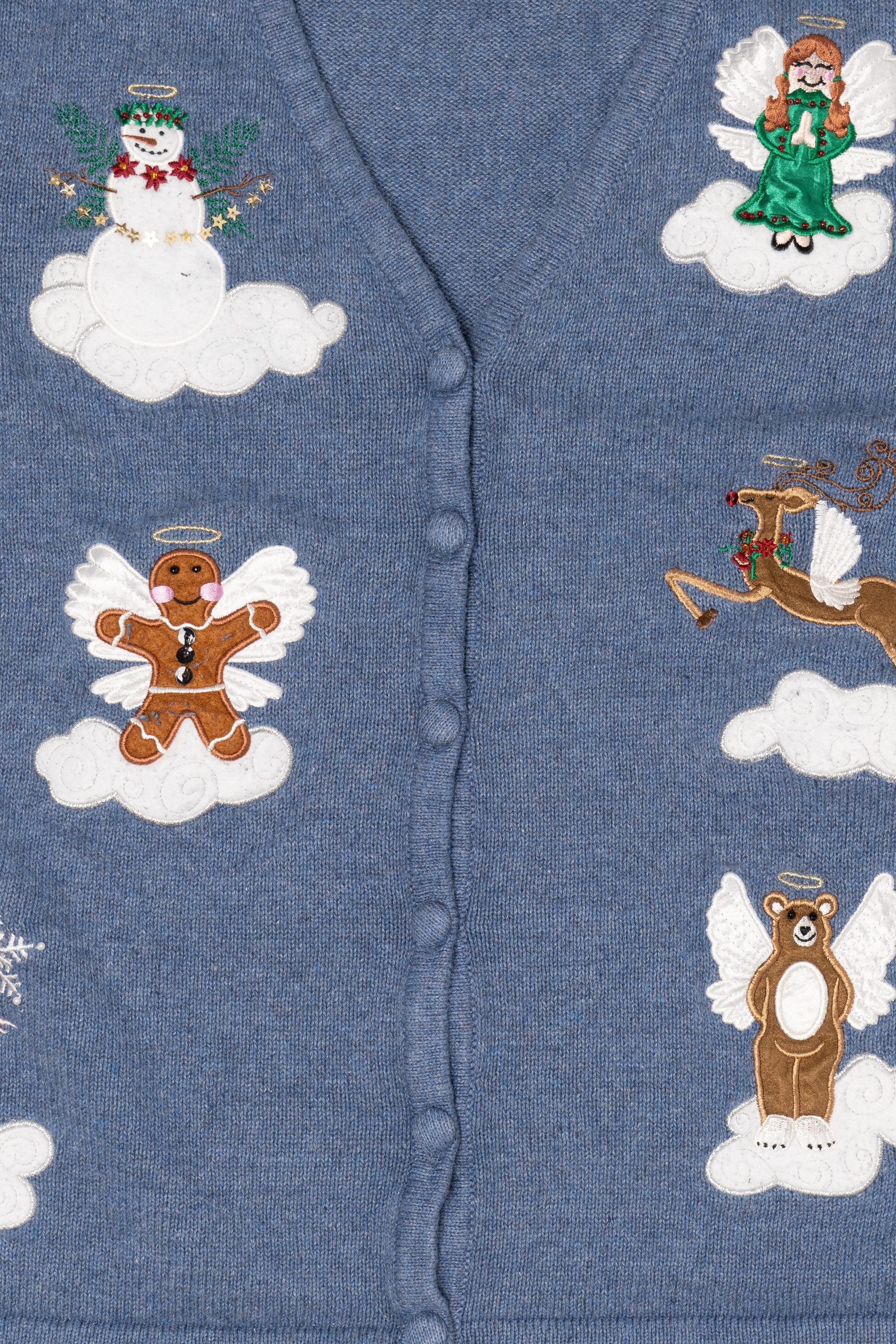 Vintage Blue Merry & Bright Angels Ugly Christmas Vest (2000s)