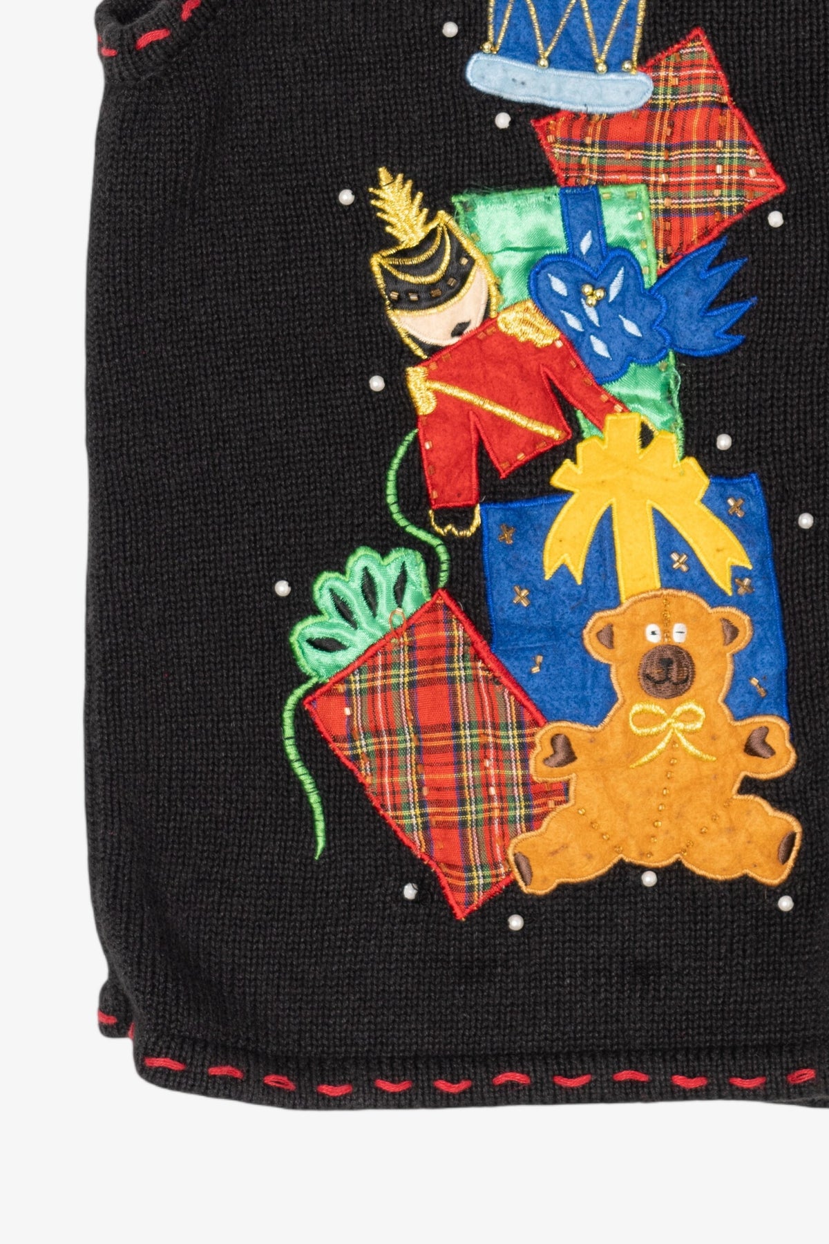 Vintage Black Bobbie Brooks Presents Ugly Christmas Vest (1990s)