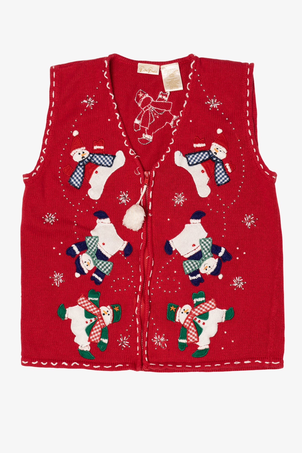 Vintage Red Bobbie Brooks Snowmen Ugly Christmas Vest (1990s)